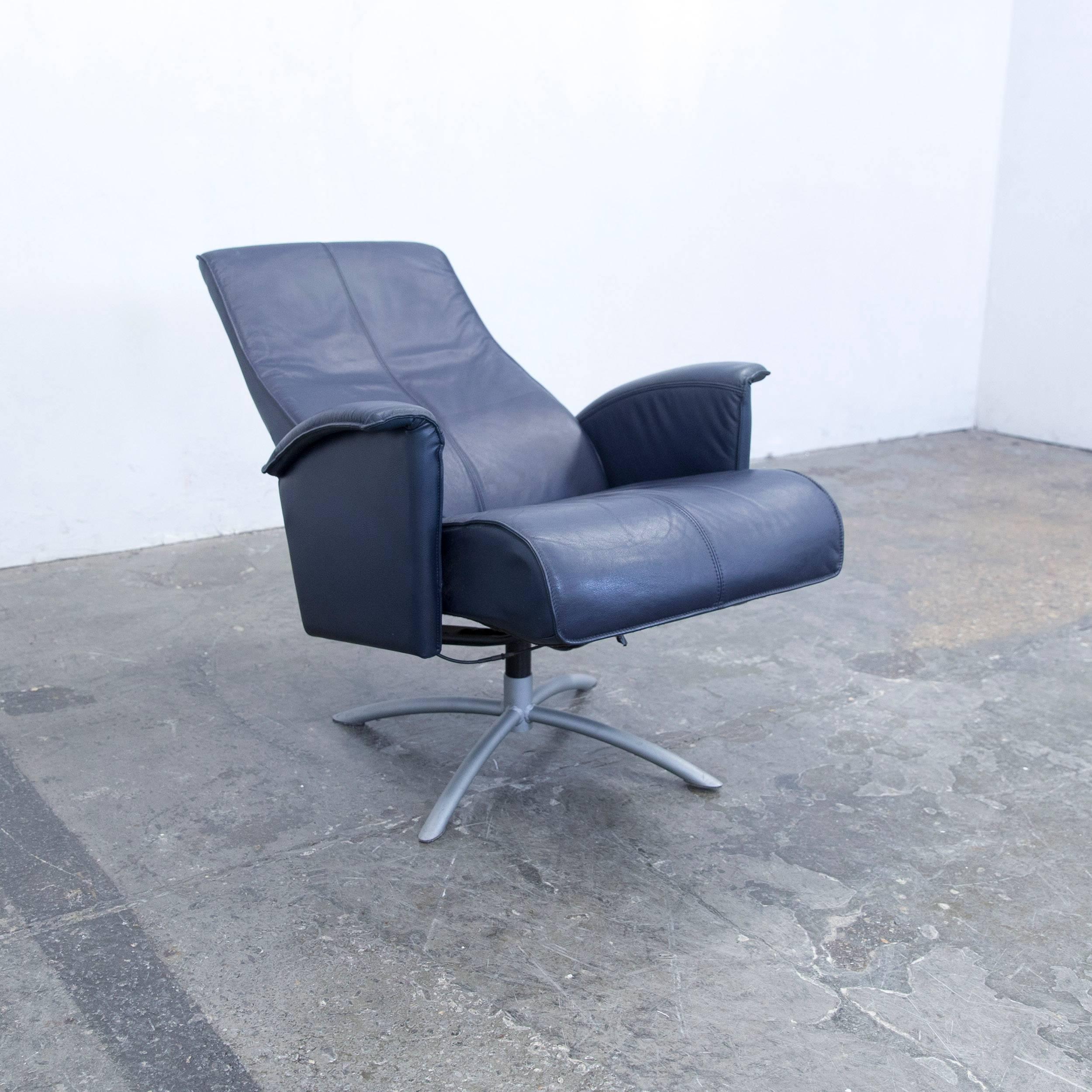 Designer Relax Armchair Set Leather Blue One Seat Couch Modern In Excellent Condition In Cologne, DE