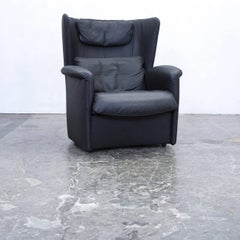 De Sede Ds 23 Designer Armchair Set Leather Black One-Seat Couch Modern