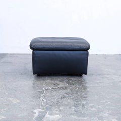 De Sede DS Designer Footstool Leather Black One-Seat Pouff Footrest Couch
