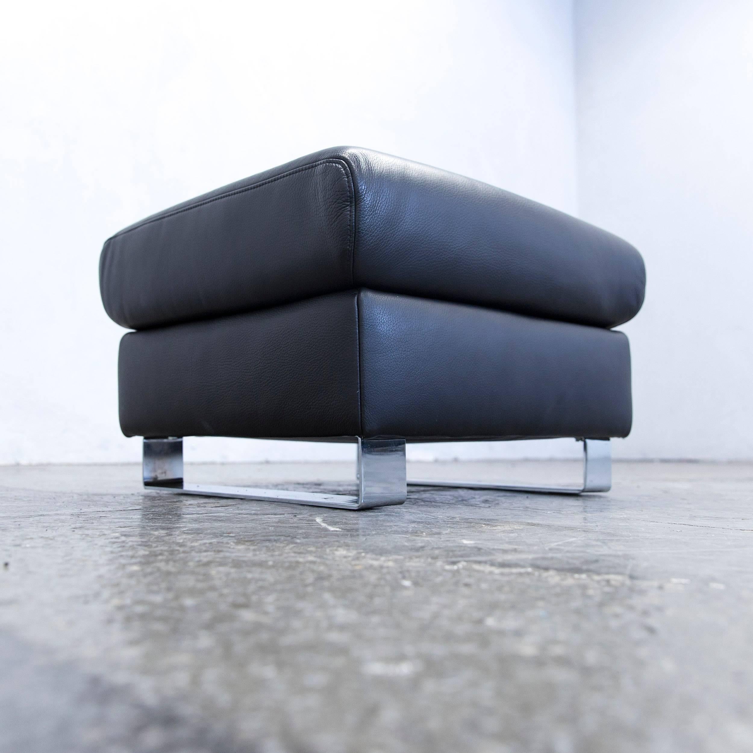 Ewald Schillig Harry Designer Footstool Leather Black One-Seat Function Couch In Good Condition In Cologne, DE
