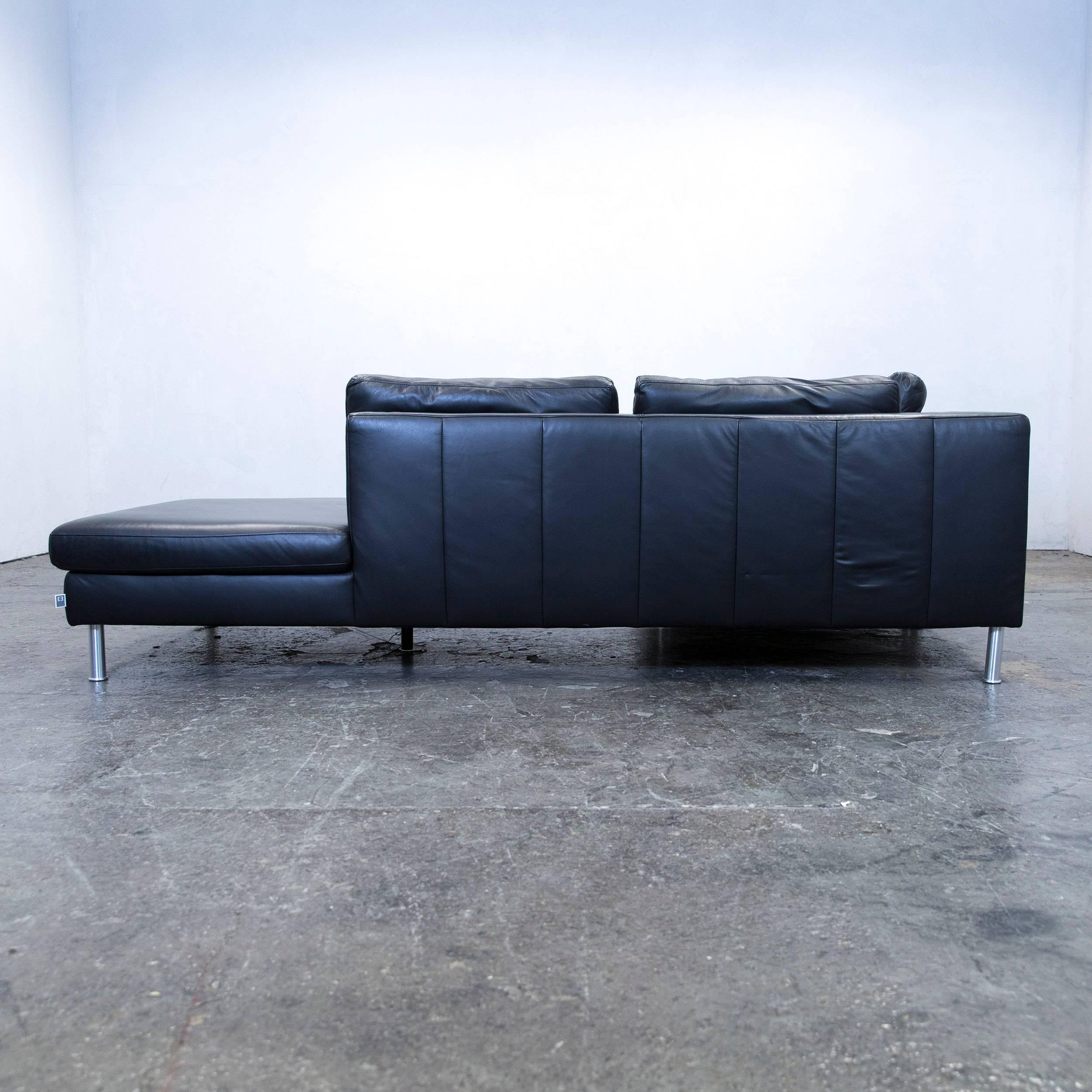 Ewald Schillig Designer Corner Sofa Leather Black Couch Modern For Sale 1