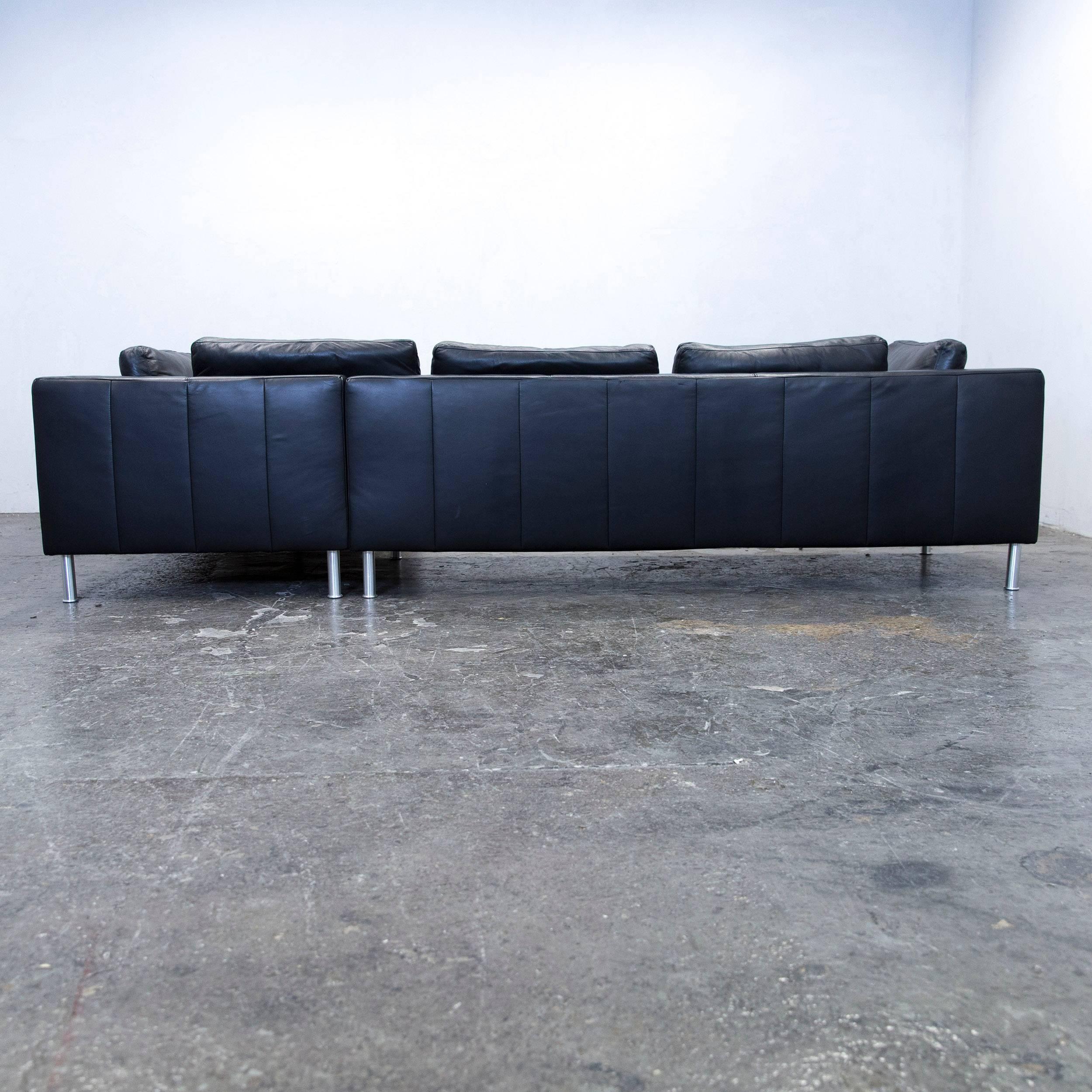 Ewald Schillig Designer Corner Sofa Leather Black Couch Modern For Sale 2