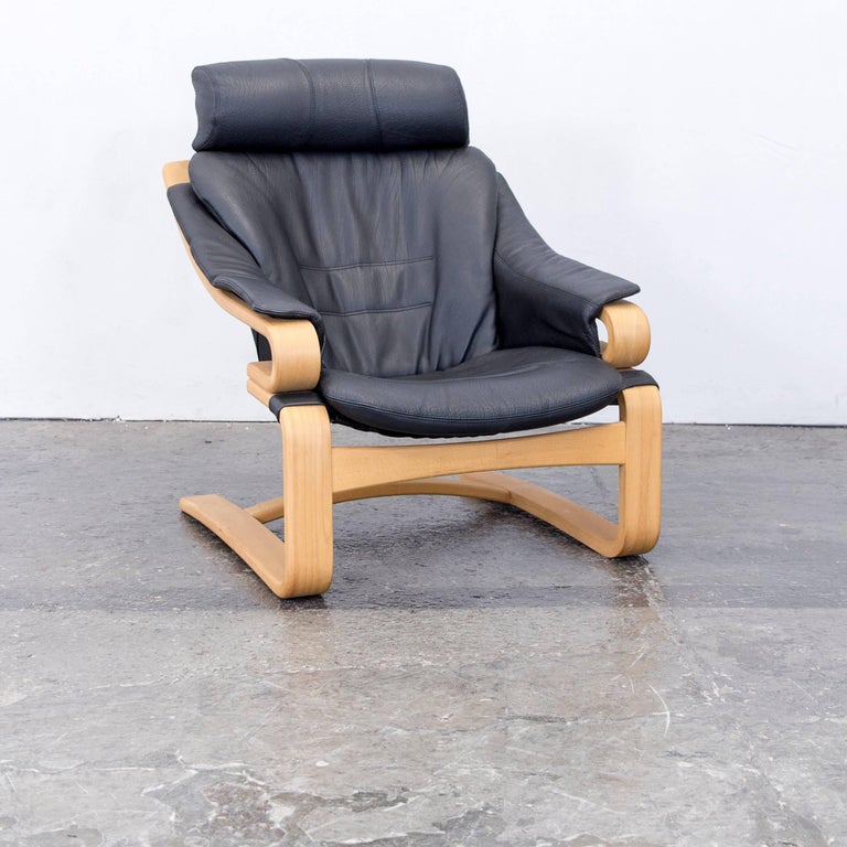 Skippers Furniture Apollo Leather Armchair Set Black Cantilever Chair Wood At 1stdibs