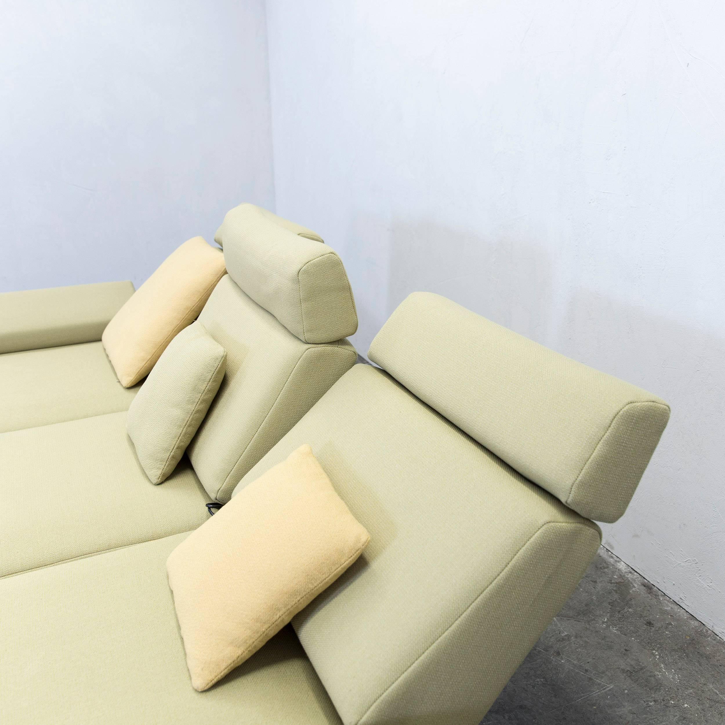 Contemporary Rolf Benz Plura Designer Corner Sofa Set Fabric Green Function Couch Modern