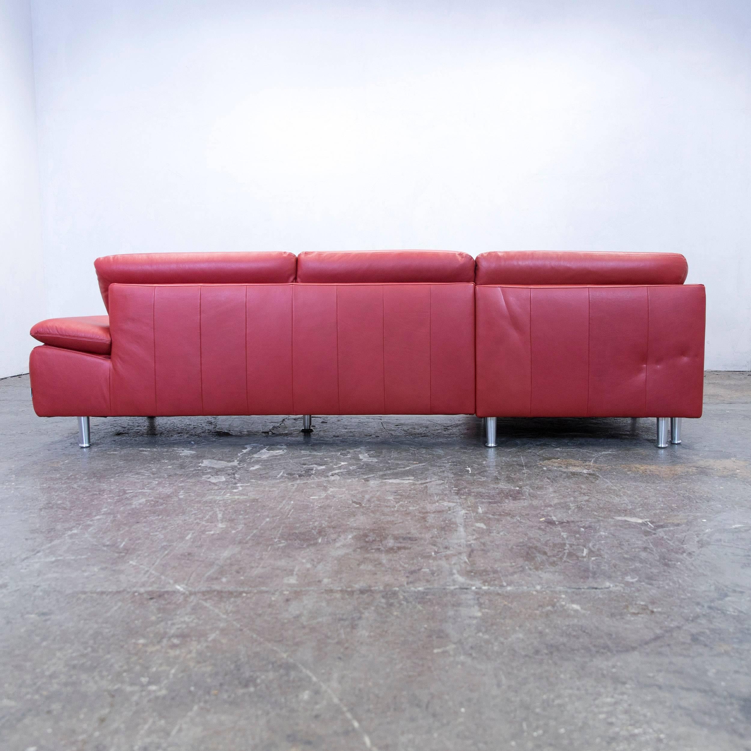 Willi Schillig Loop Designer Corner Sofa Leather Red Couch Modern For Sale 4