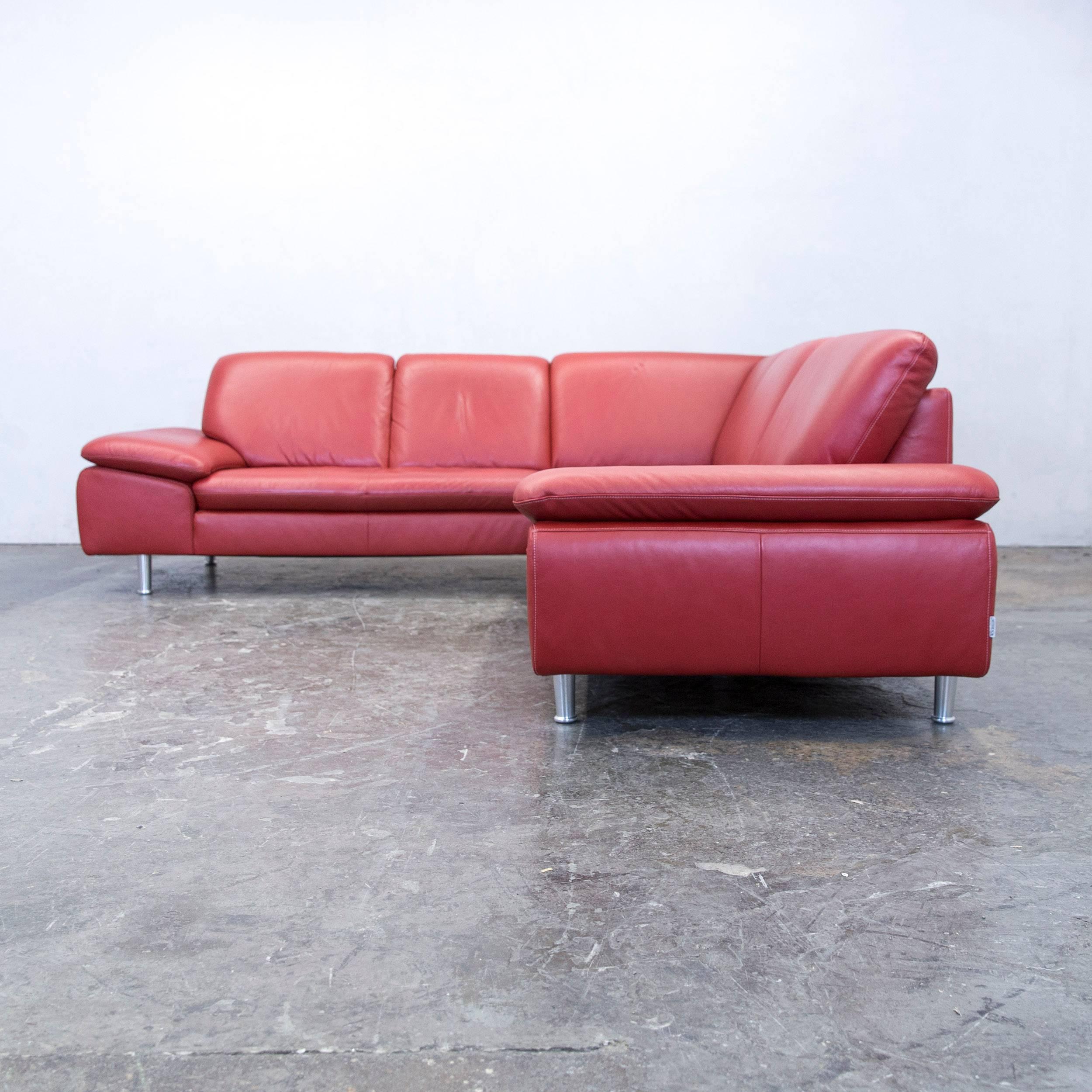 Willi Schillig Loop Designer Corner Sofa Leather Red Couch Modern For Sale 3