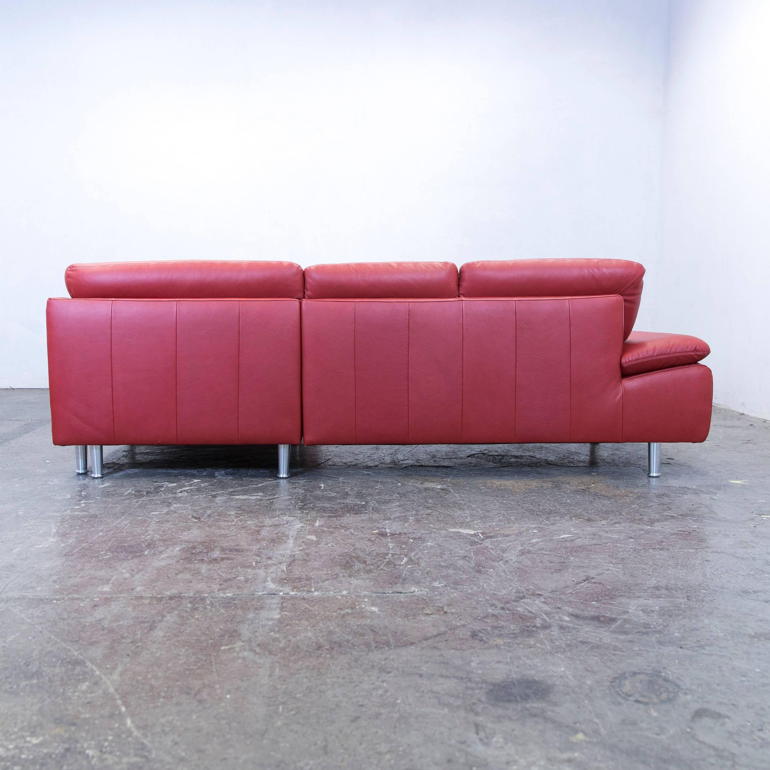 Willi Schillig Loop Designer Corner Sofa Leather Red Couch Modern For Sale 5