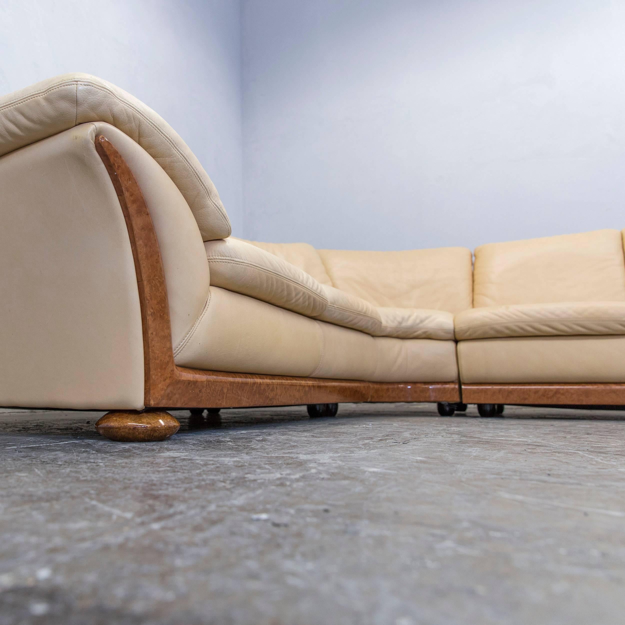 Contemporary Designer Corner Sofa Anilin Leather Beige Couch Modern