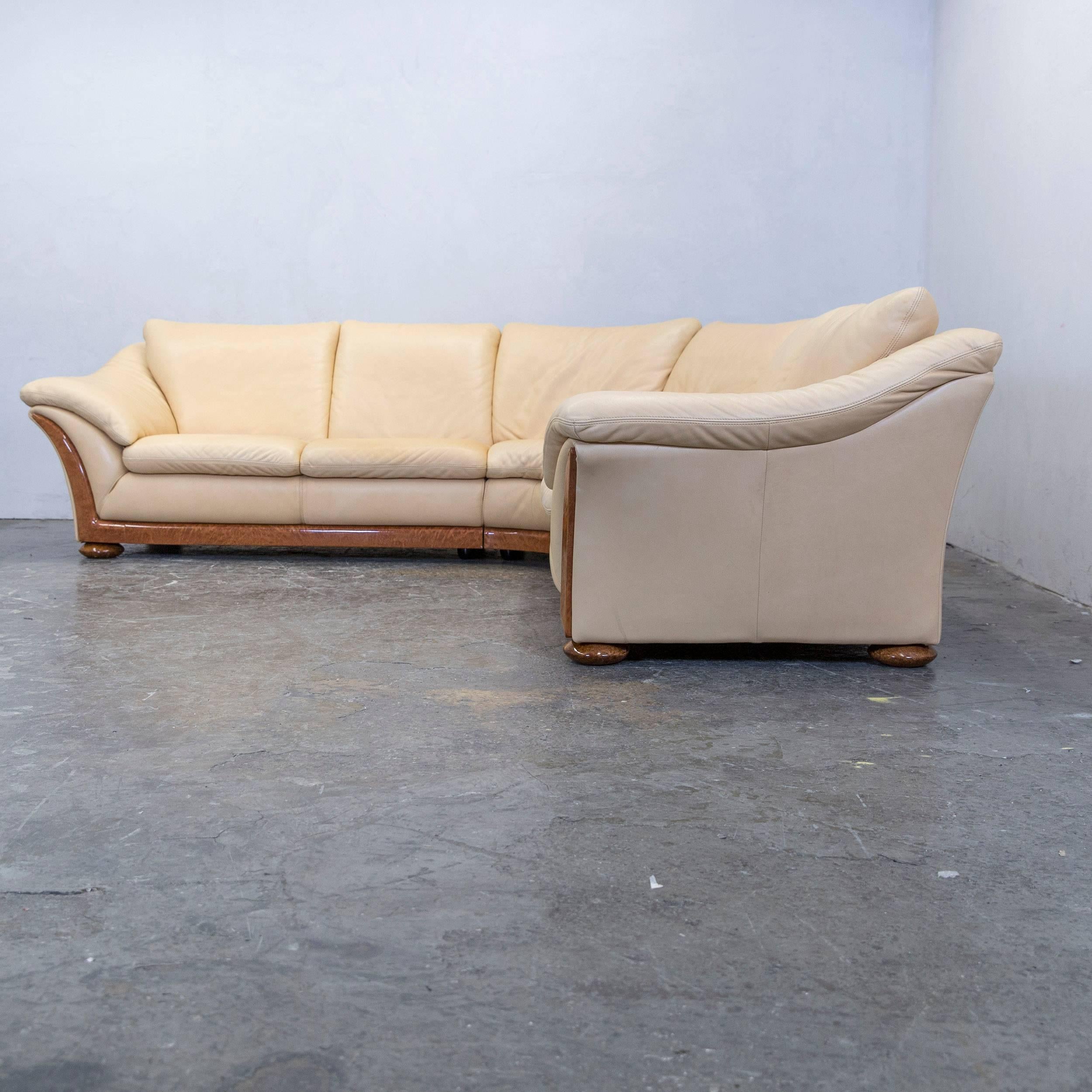 Designer Corner Sofa Anilin Leather Beige Couch Modern 4