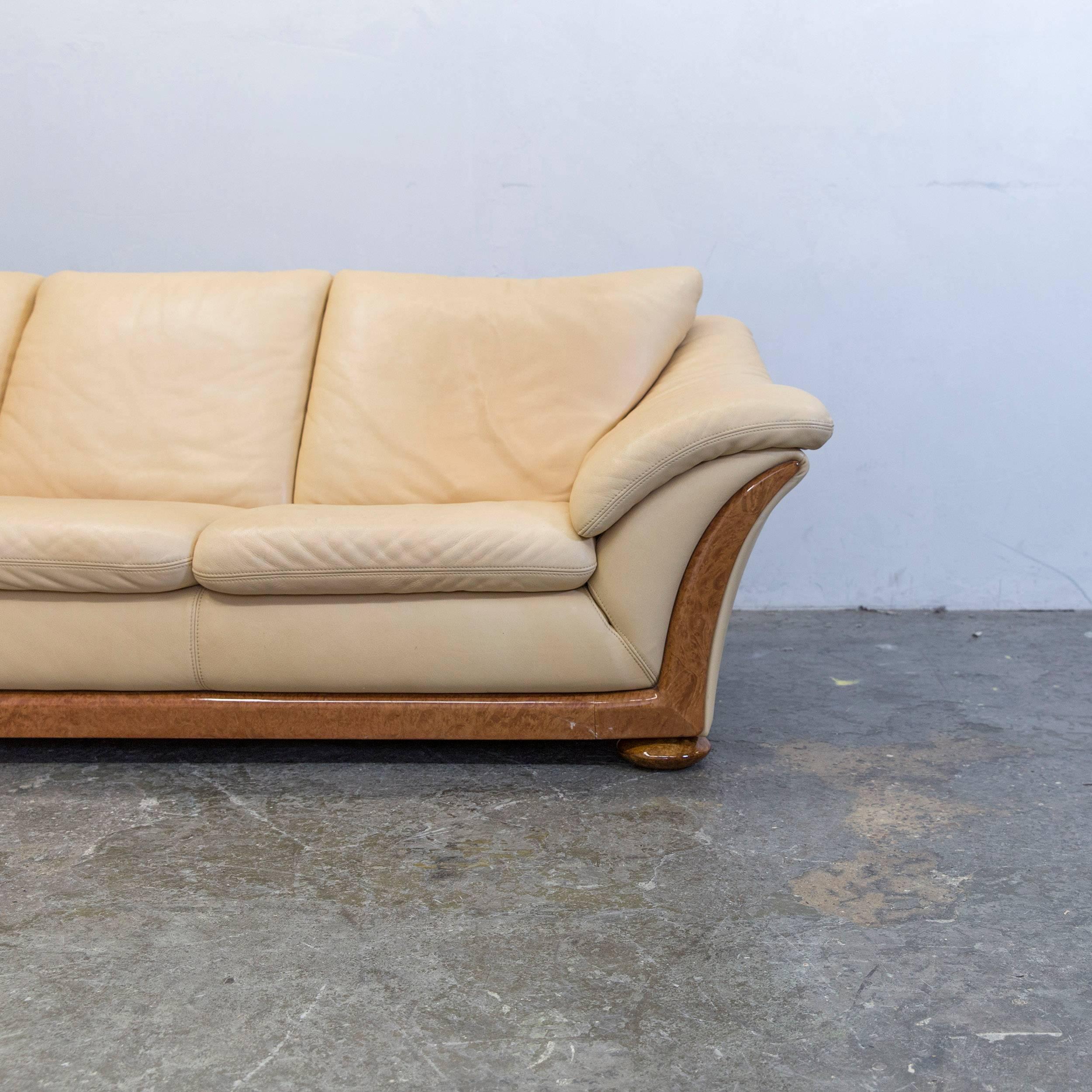 German Designer Corner Sofa Anilin Leather Beige Couch Modern