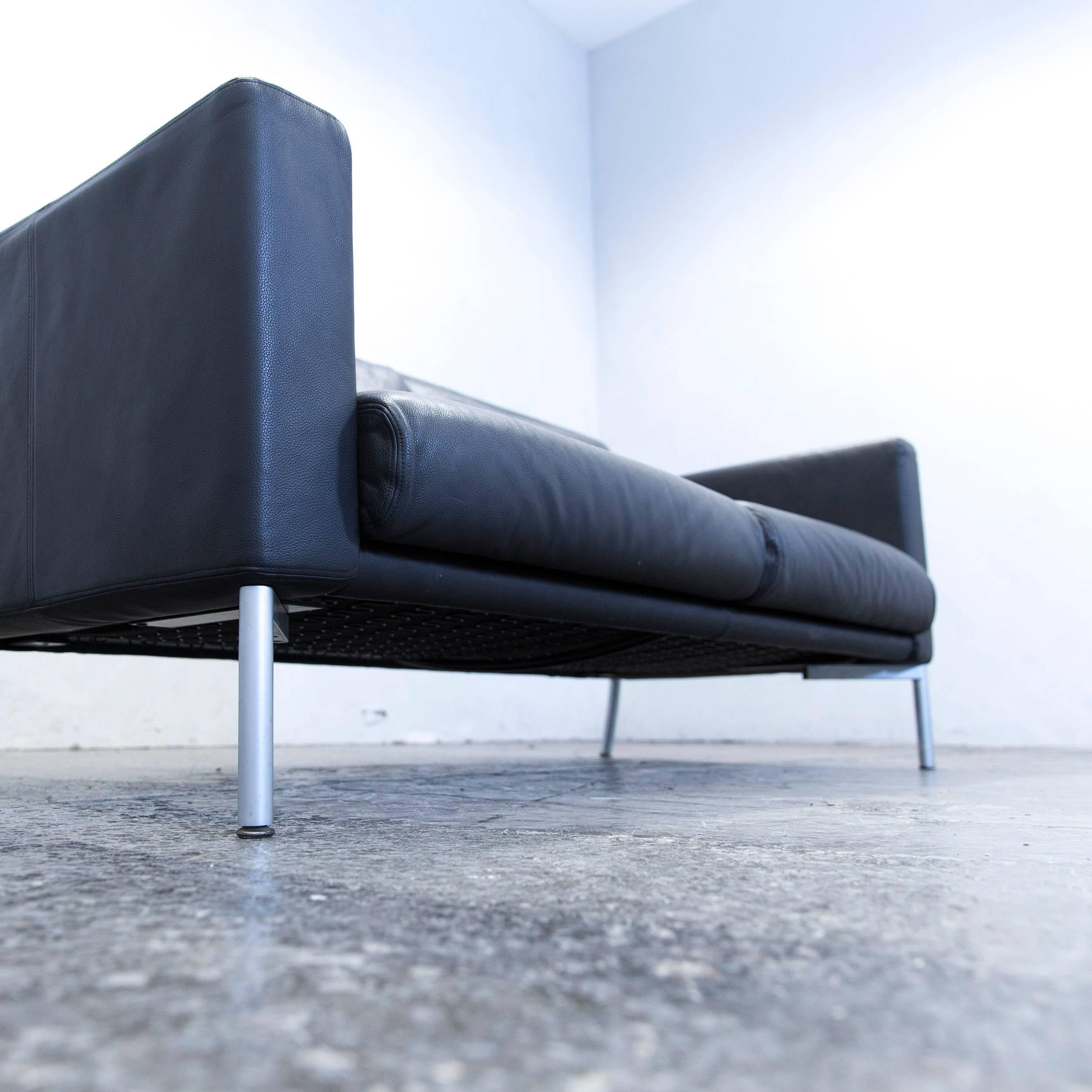 Walter Knoll Jason Designer Sofa Leather Black Two-Seat Couch Modern Function In Good Condition In Cologne, DE