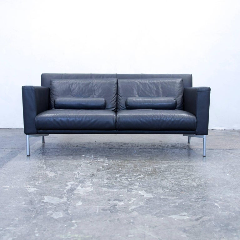 Walter Knoll Jason Designer Sofa Leather Black TwoSeat Couch Modern
