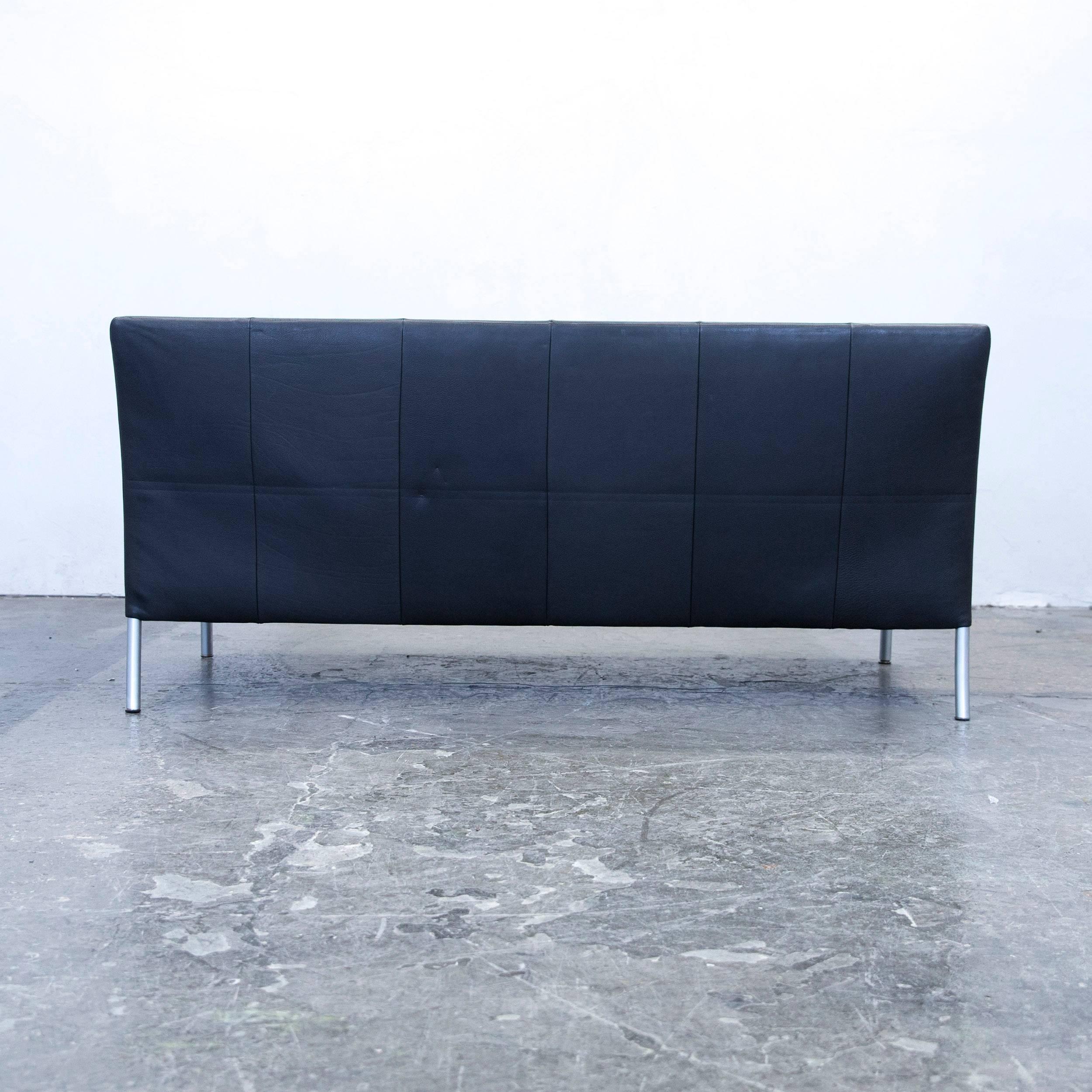 Walter Knoll Jason Designer Sofa Leather Black Two-Seat Couch Modern Function 4