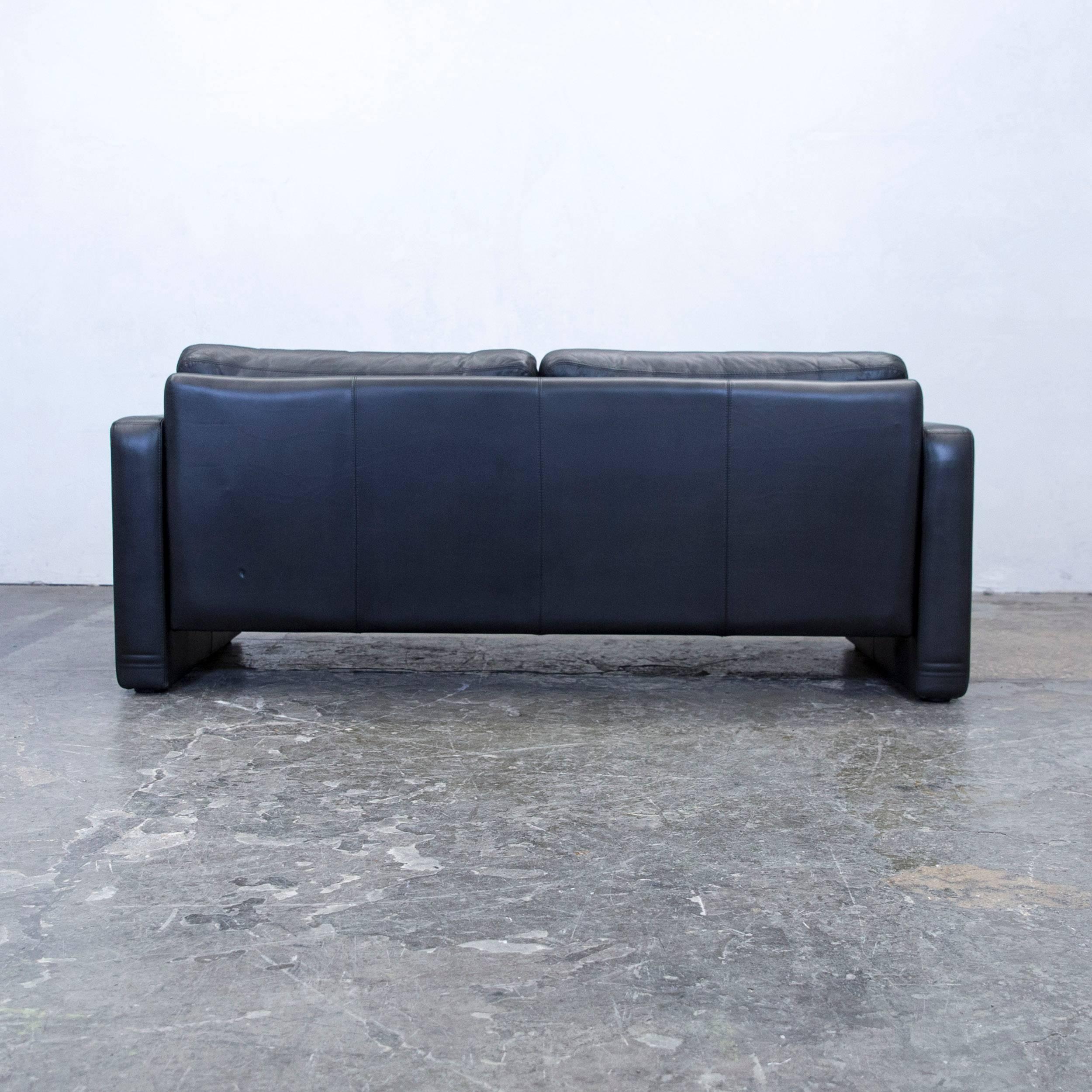 COR Designer Sofa Leather Black Two-Seat Couch Modern 3