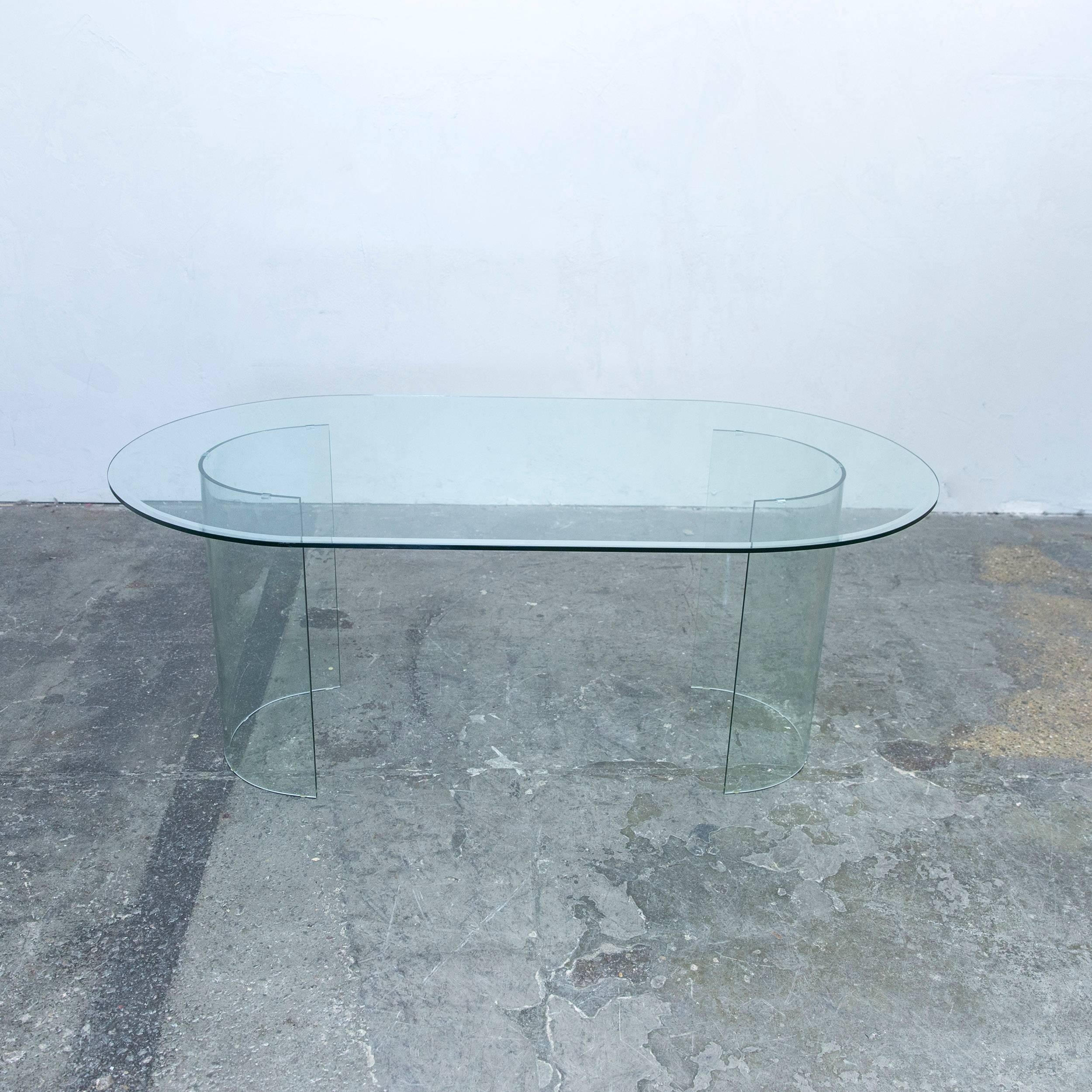 Designer Table Glass Transparent Green Couch Sofa Table Modern In Excellent Condition In Cologne, DE