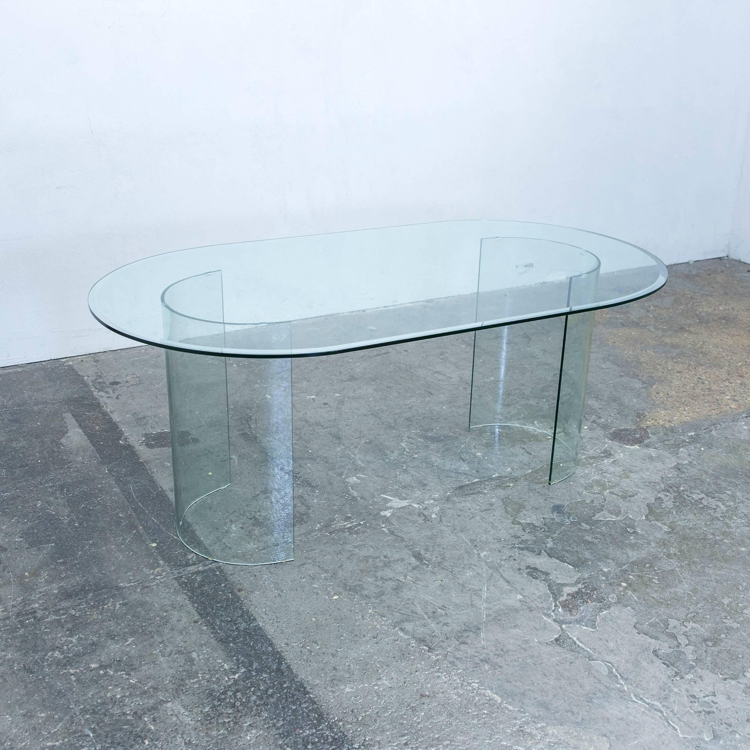 German Designer Table Glass Transparent Green Couch Sofa Table Modern
