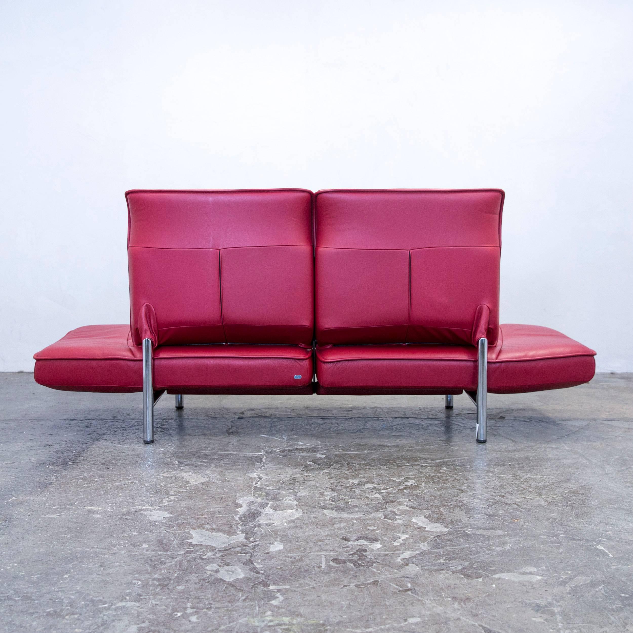 De Sede Ds 450 Designer Leather Sofa Red Relax Function Two-Seat Modern 5