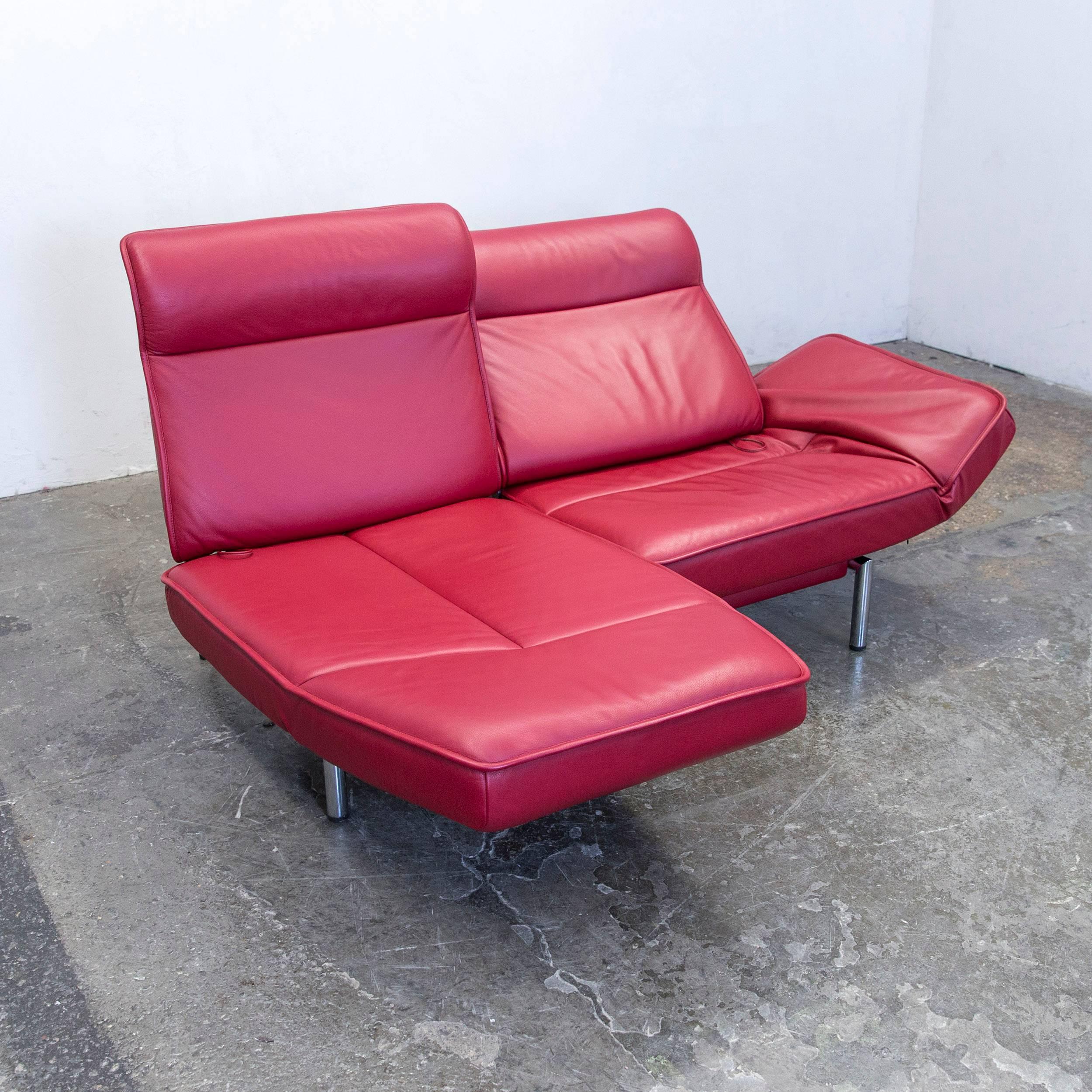 De Sede Ds 450 Designer Leather Sofa Red Relax Function Two-Seat Modern In Good Condition In Cologne, DE