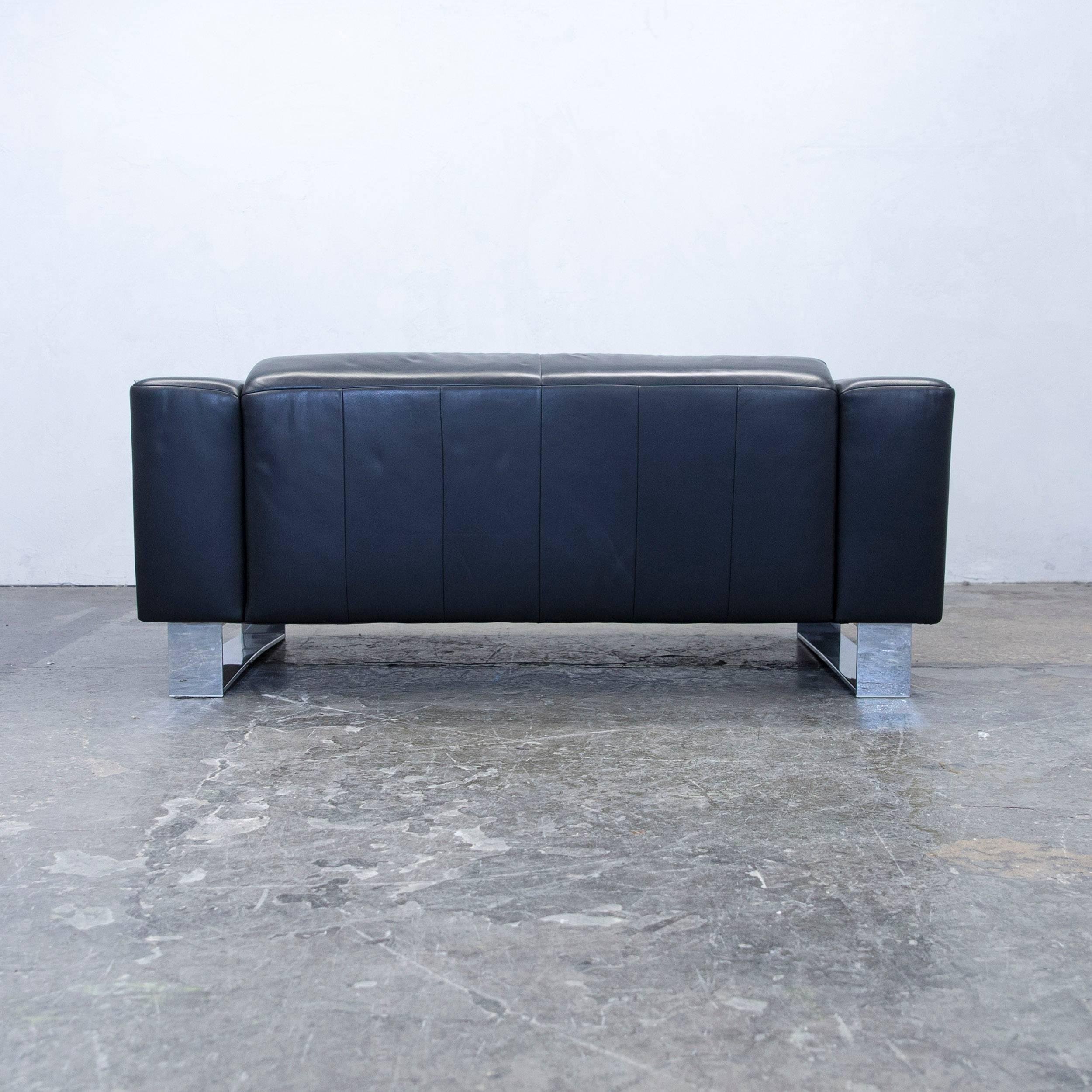 Rolf Benz Bmp Designer Sofa Leather Black Two-Seat Couch Modern 1