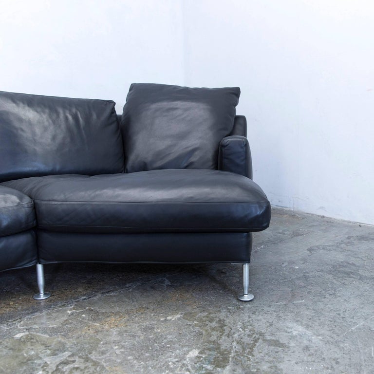B Italia Harry Designer Corner Sofa Leather Black Couch Modern