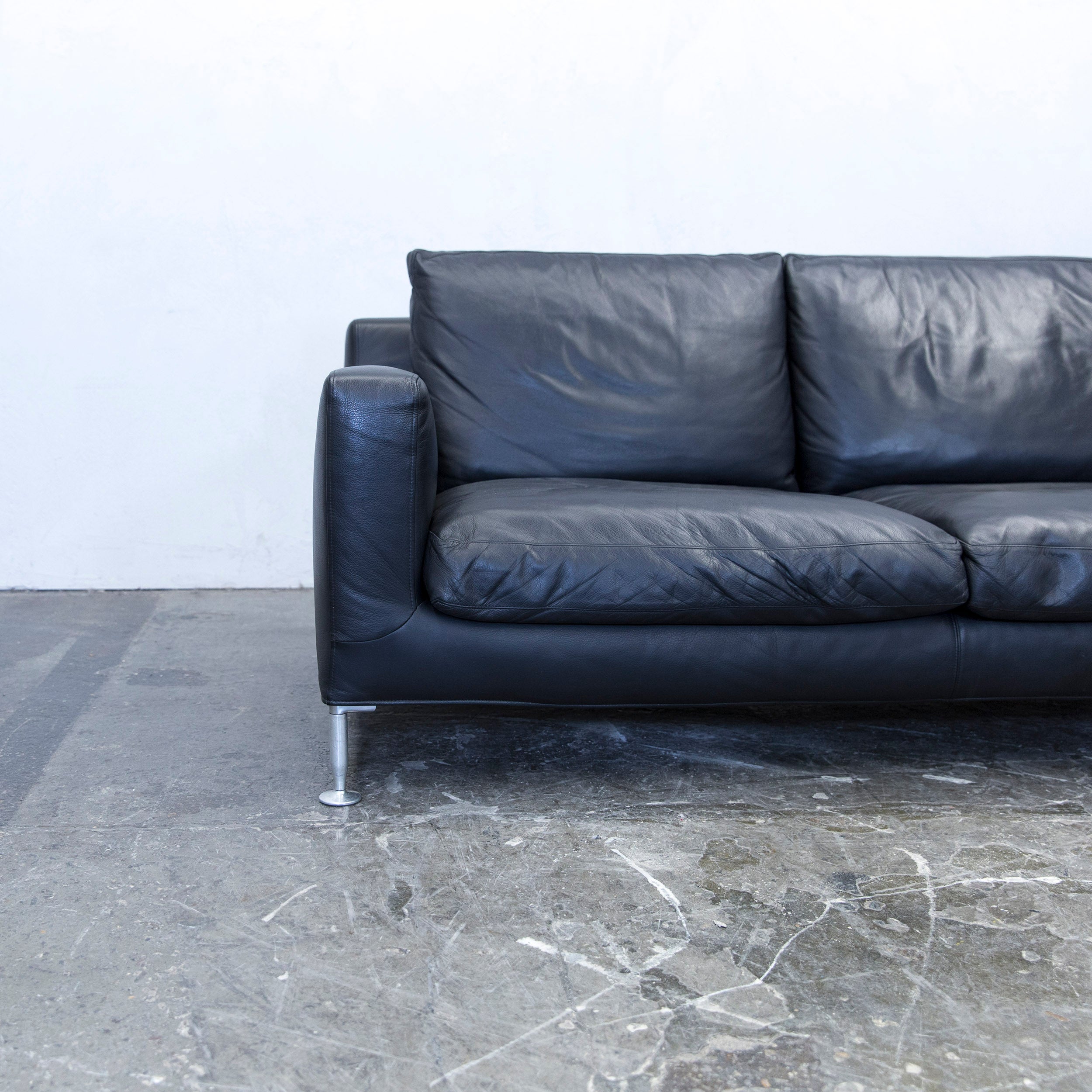 B B Italia Harry Designer Corner Sofa Leather Black Couch Modern At 1stdibs