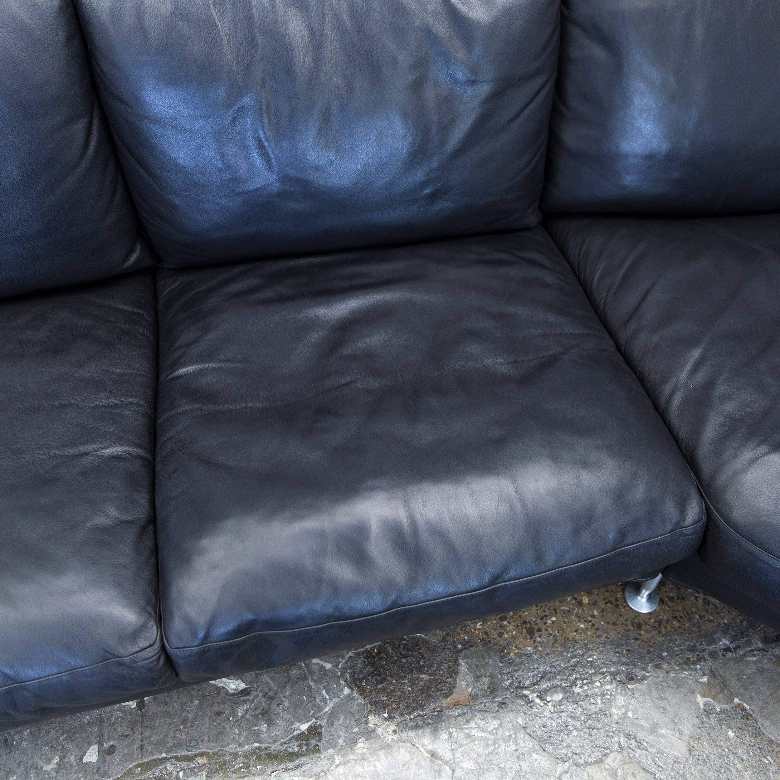 Contemporary B&B Italia Harry Designer Corner Sofa Leather Black Couch Modern