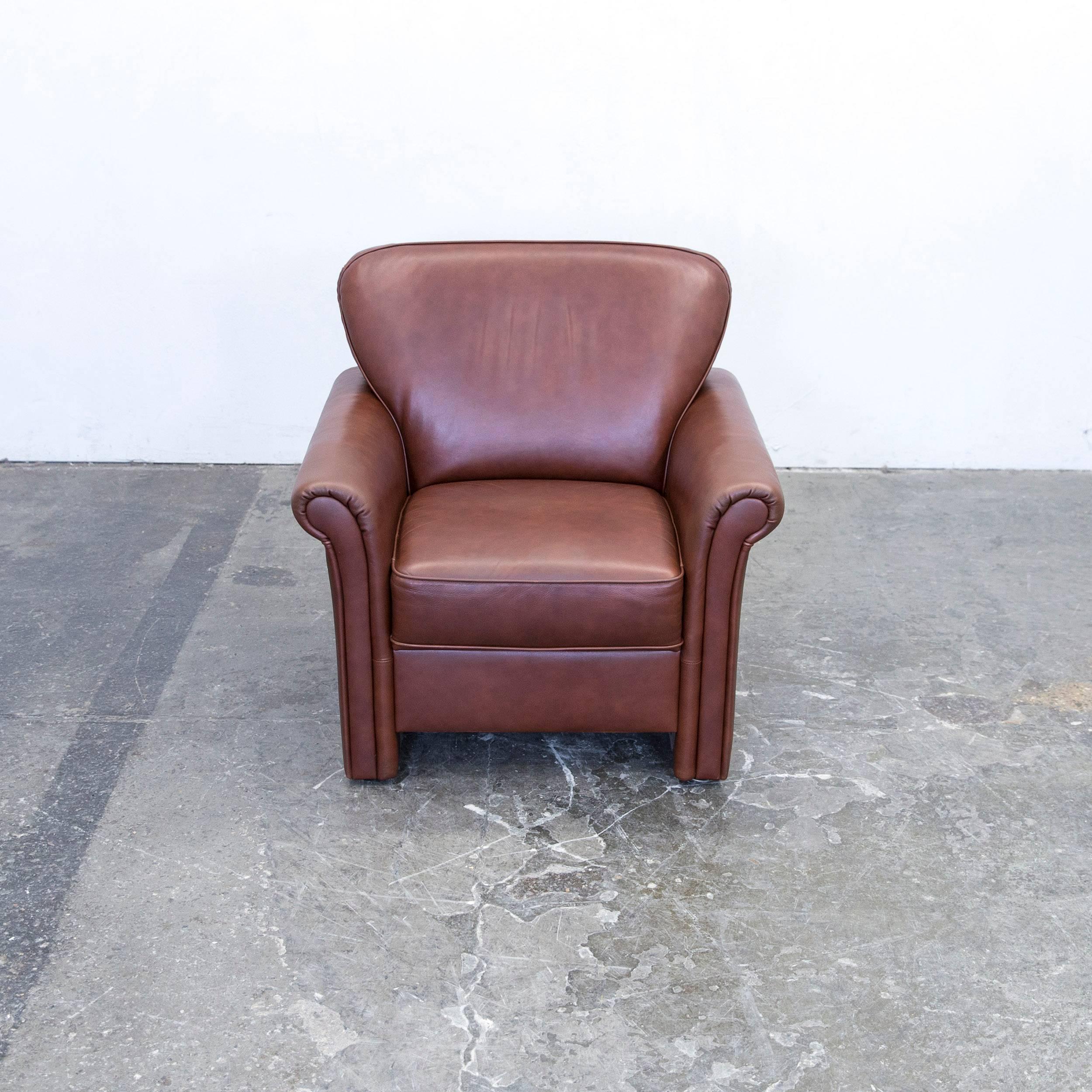 German Gepade Akad´or Designer Armchair Leather Brown One-seat Couch Modern