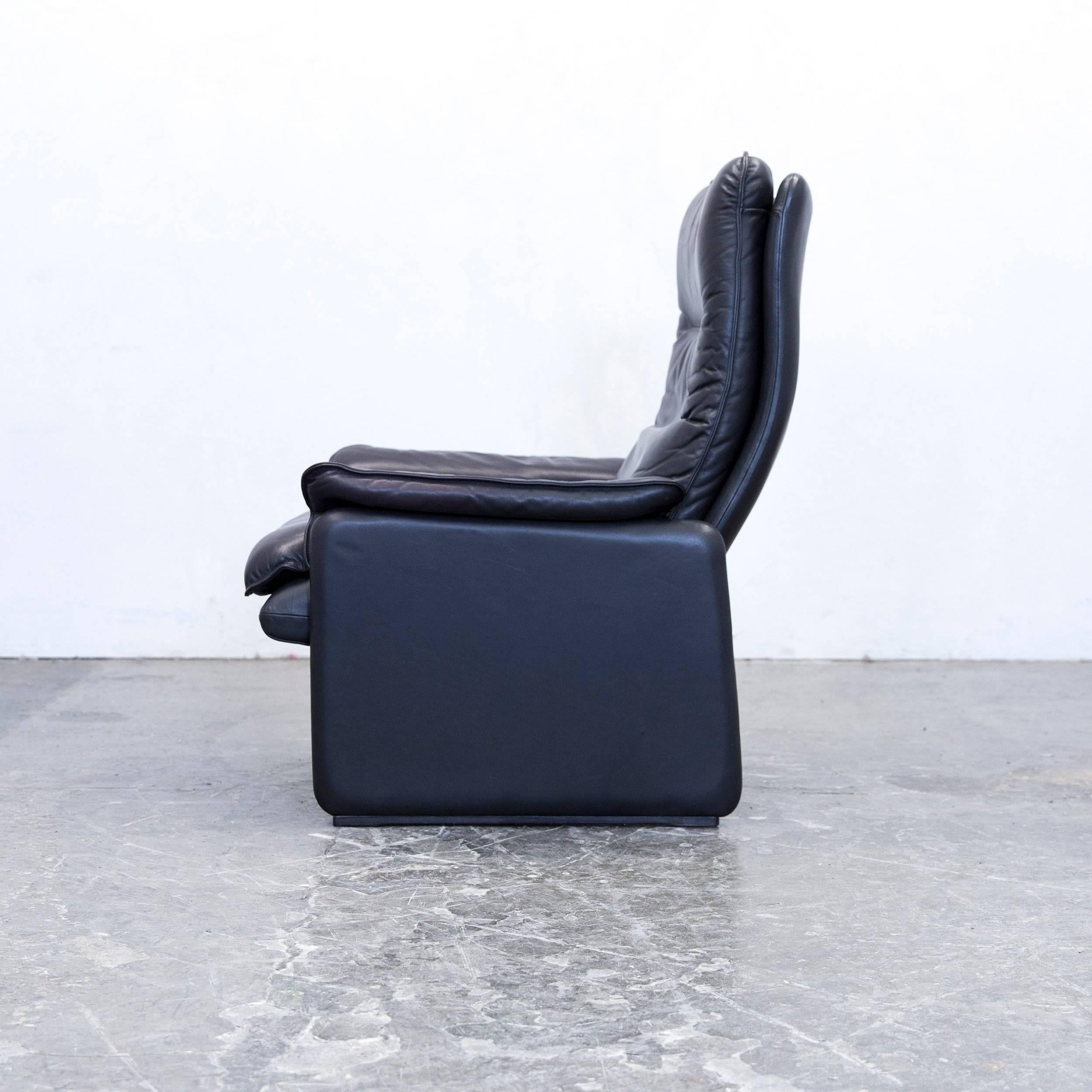 de Sede Designer Armchair Leather Aubergine Black One-Seat Couch Modern 4