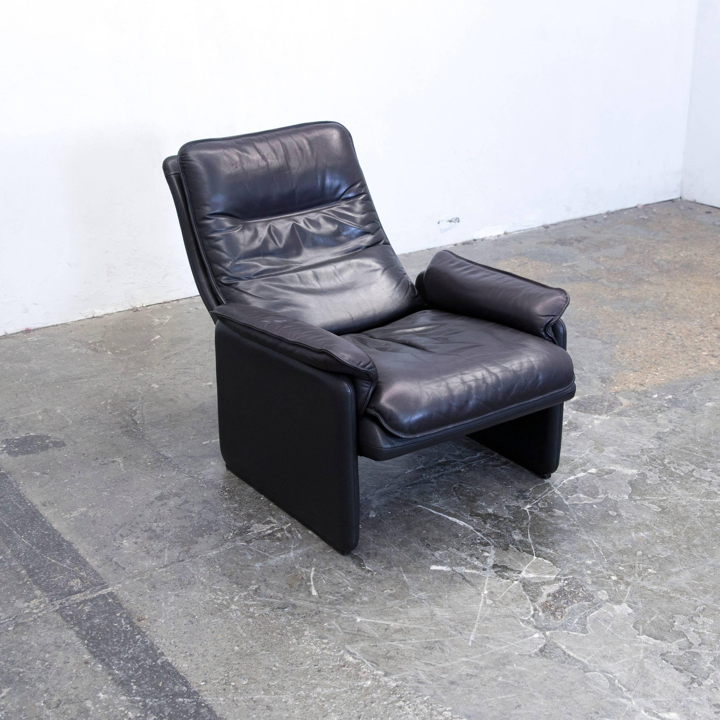 German de Sede Designer Armchair Leather Aubergine Black One-Seat Couch Modern