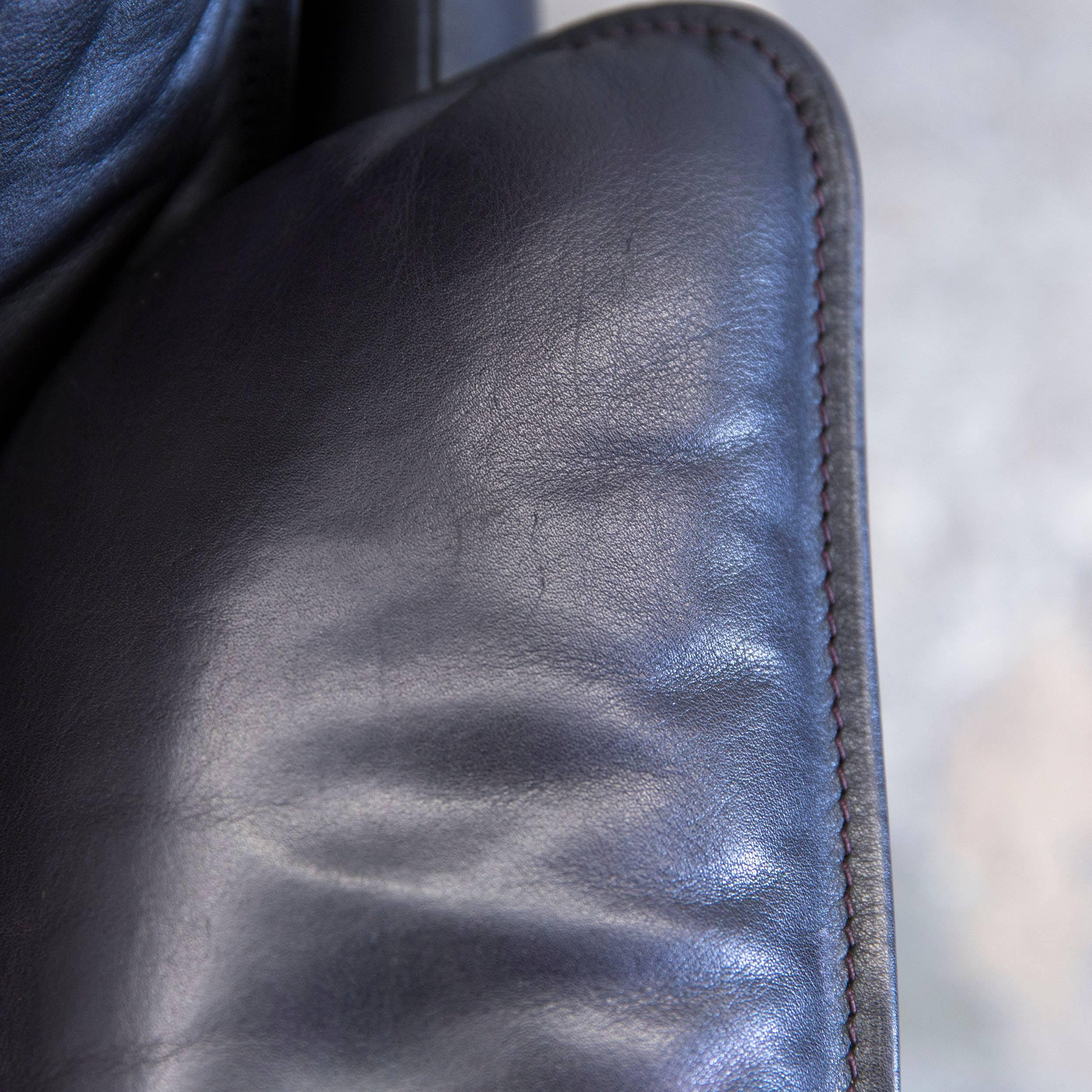 Contemporary De Sede Designer Armchair Leather Aubergine Black Oneseater Couch, Modern