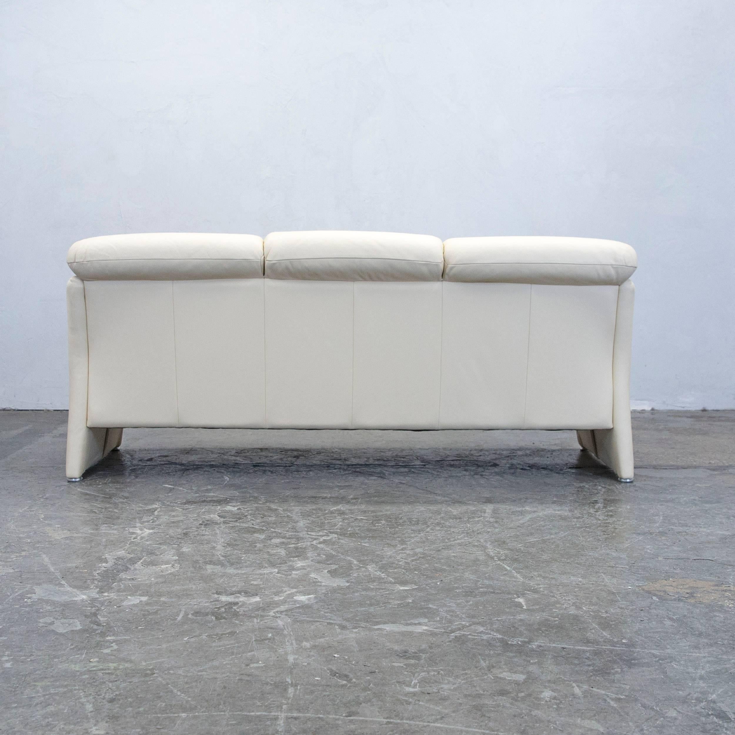 Designer Sofa Set Armchair Leather Crème Three-Seat Couch Modern 2