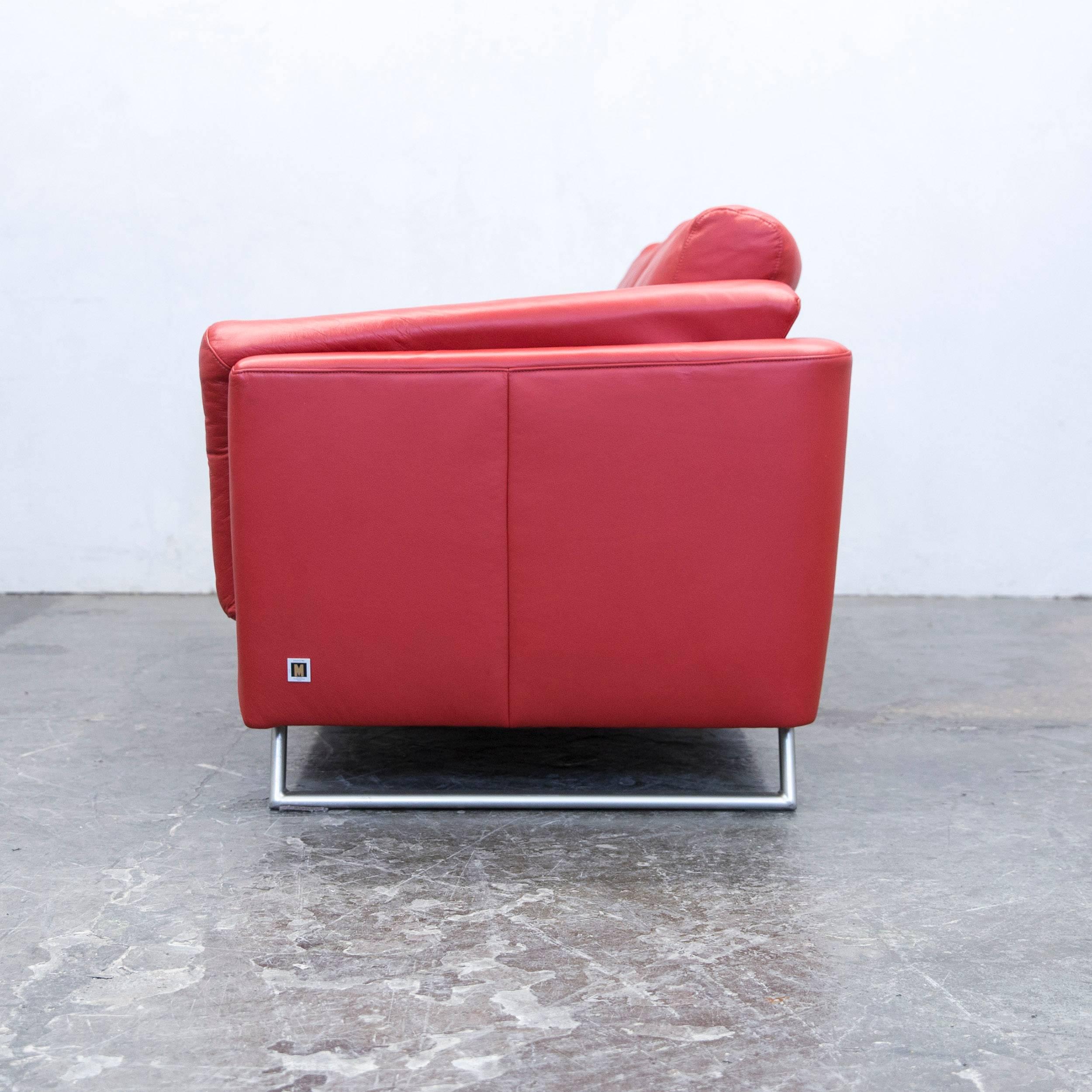 Designer Sofa Leather Red Two-Seat Couch Modern 3