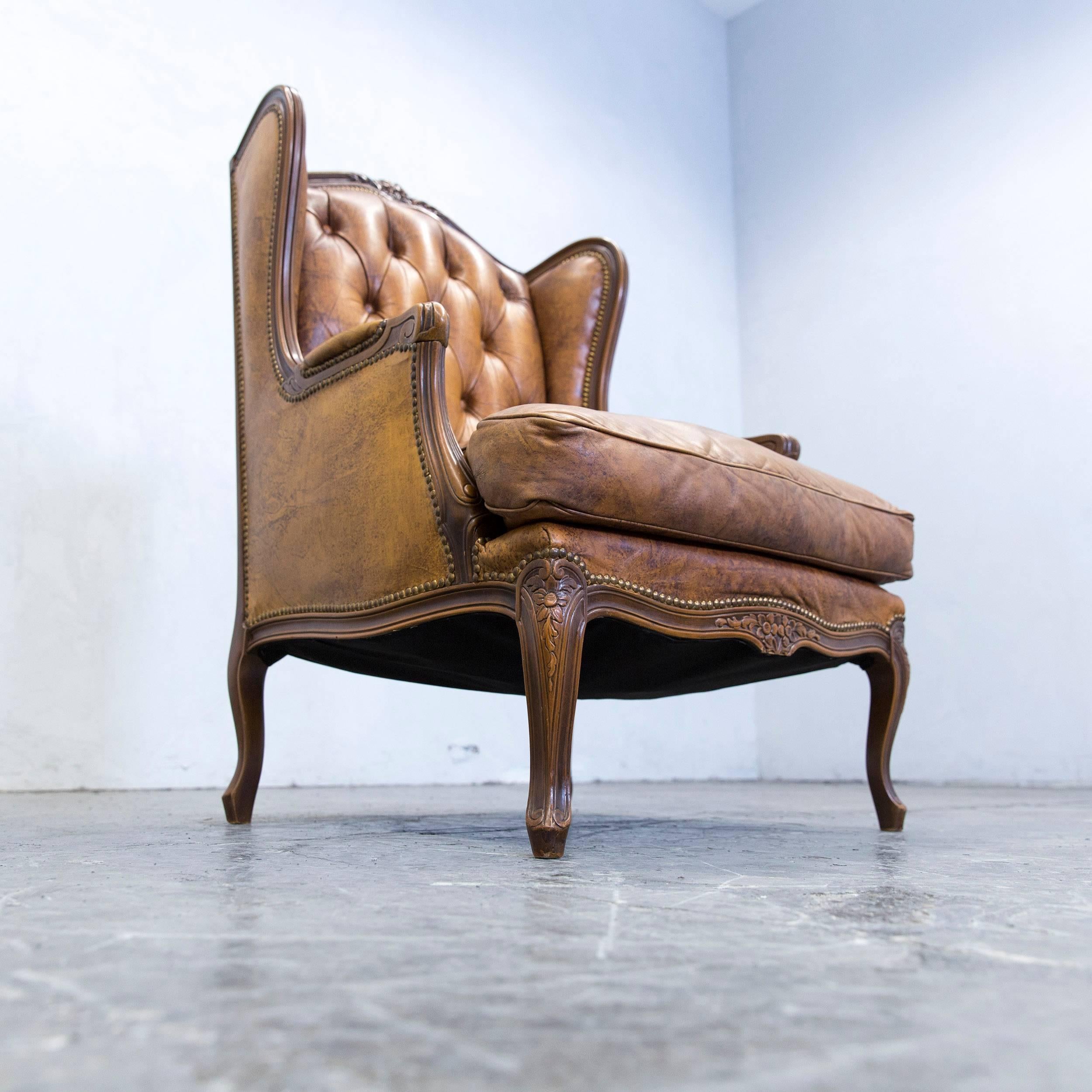 Chesterfield Armchair Leather Cognac Brown One Seat Couch Retro Vintage In Good Condition In Cologne, DE