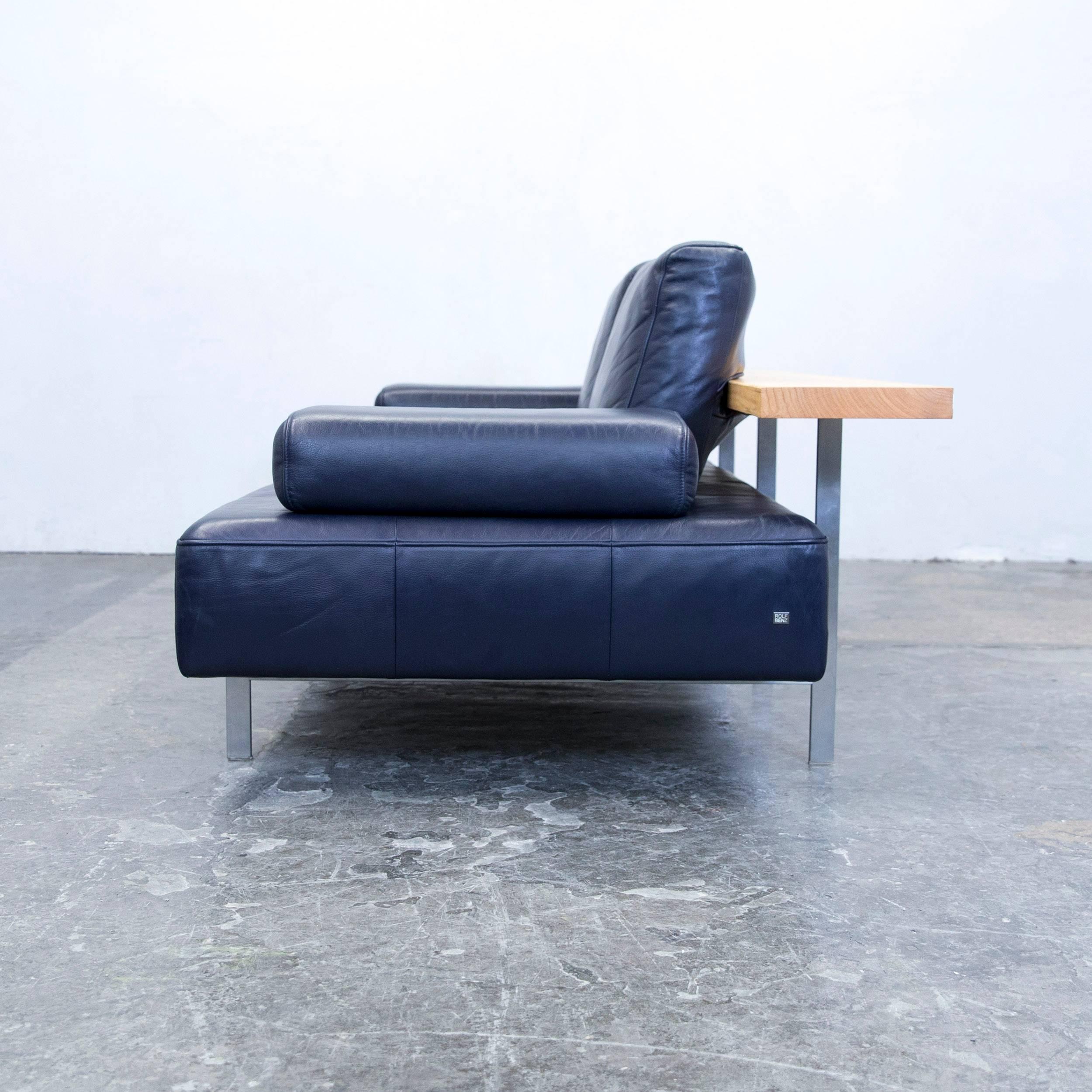 Rolf Benz Dono Designer Sofa Aubergine Leather Three-Seat Couch Modern 4