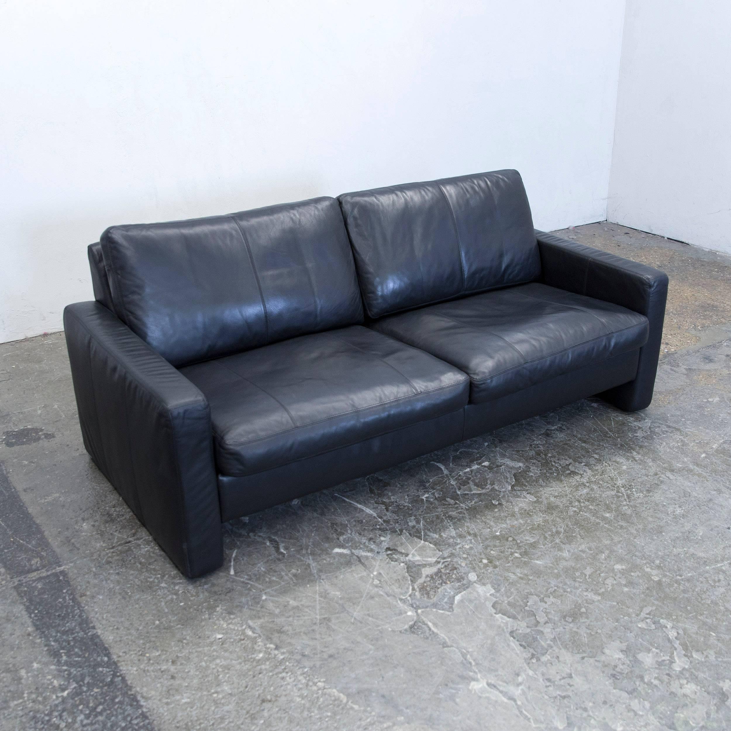 Cor Conseta Designer Sofa Leather Black Two-Seat Couch Modern In Good Condition In Cologne, DE