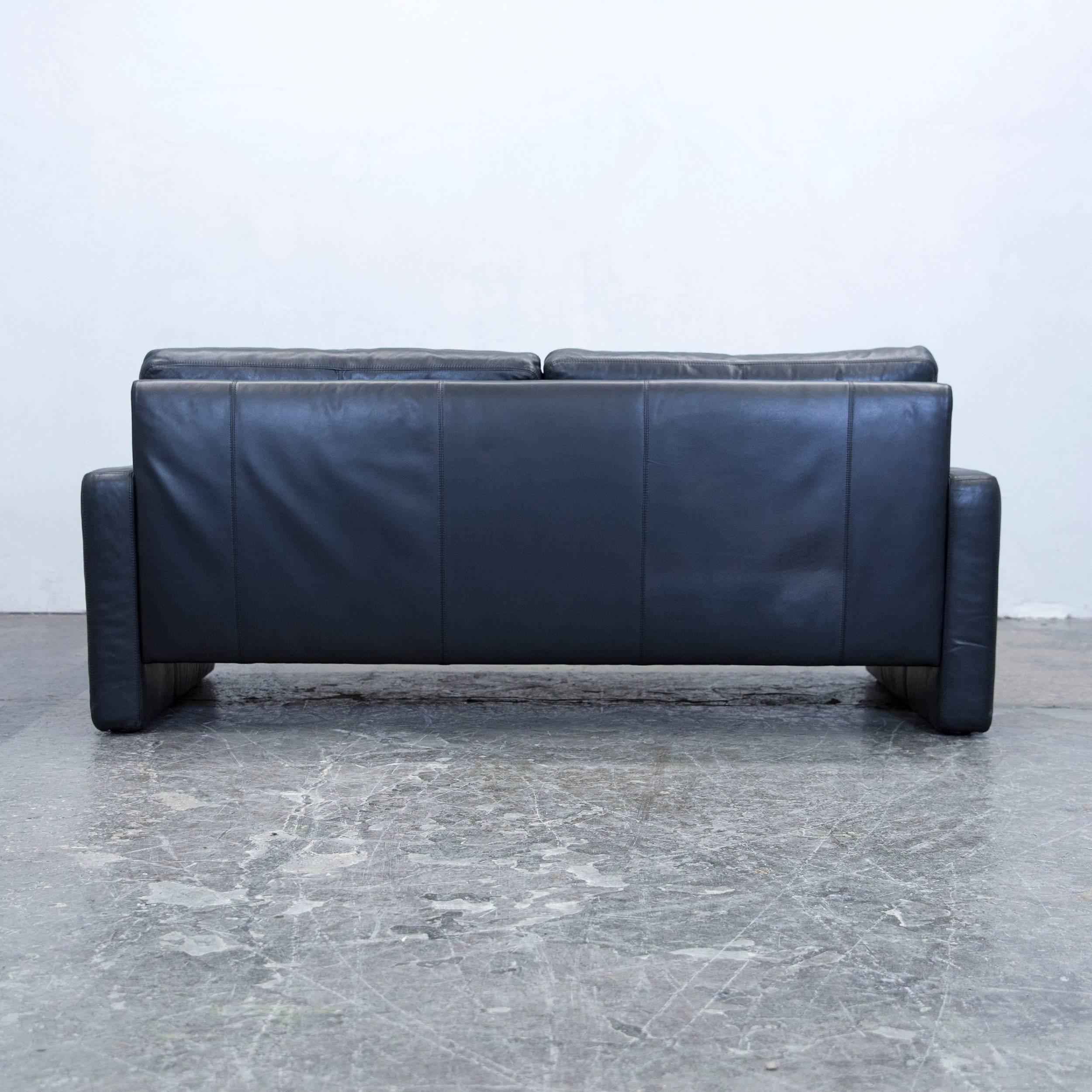 COR Conseta Designer Sofa-Set aus schwarzem Leder und schwarzer zweisitziger Couch, modern 3