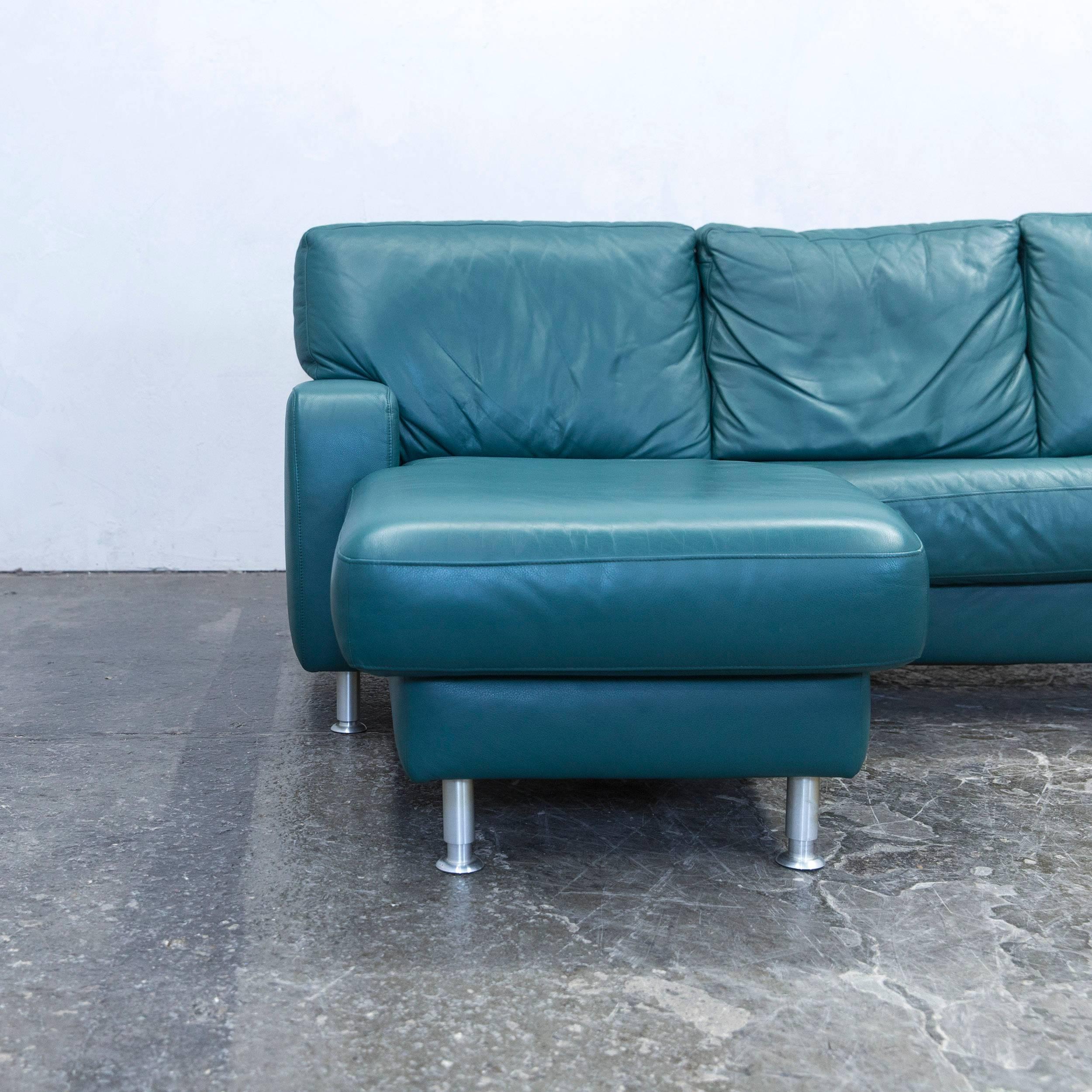 German Koinor Designer Corner Sofa Leather Green Couch Modern