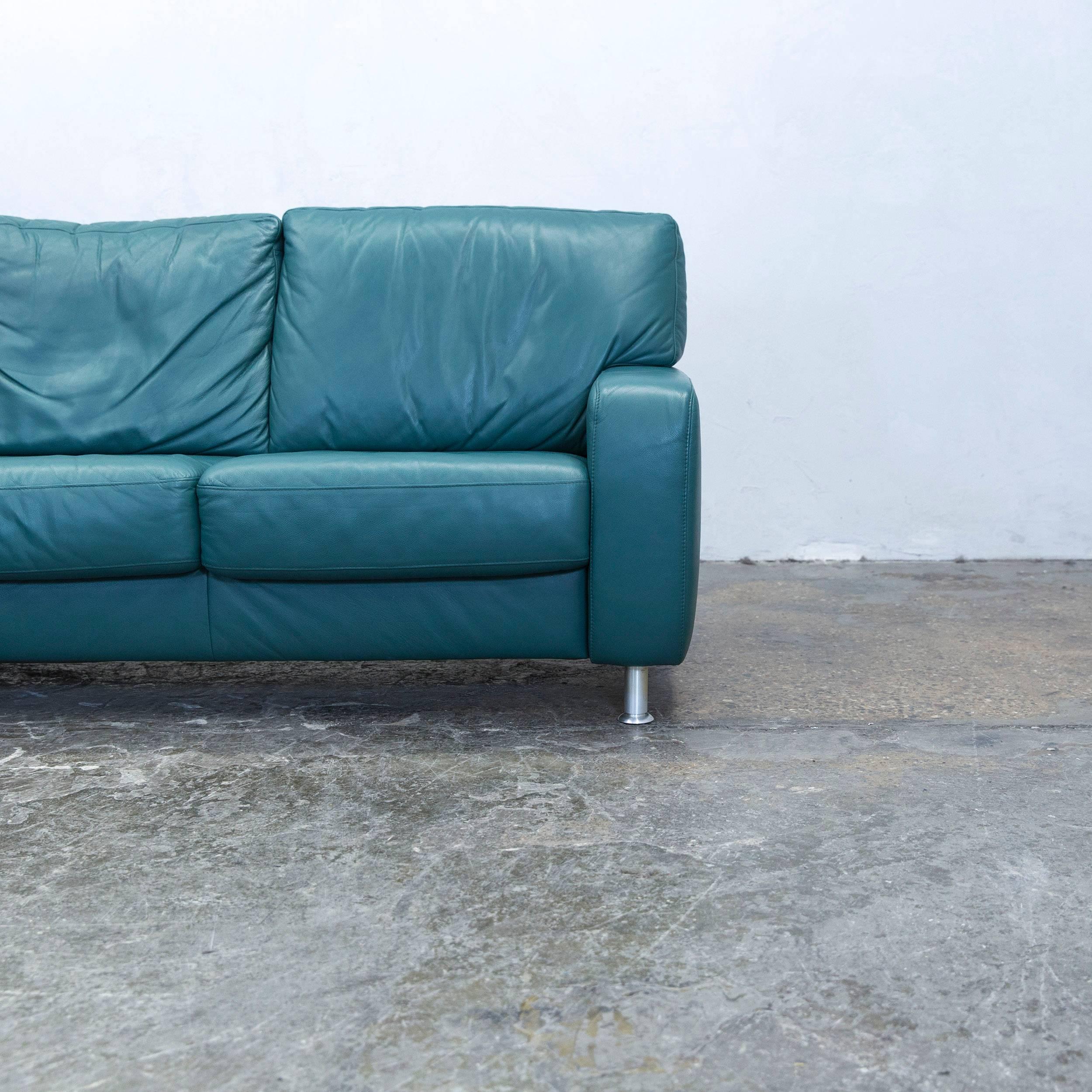 Koinor Designer Corner Sofa Leather Green Couch Modern In Good Condition In Cologne, DE