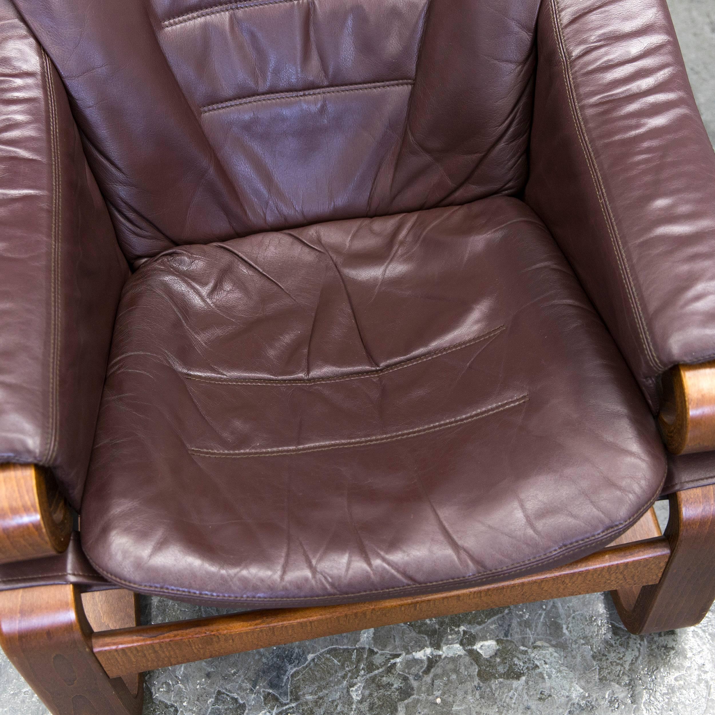 Skippers Furniture Designer Armchair Set Leather Brown One Seat Couch Modern In Good Condition In Cologne, DE