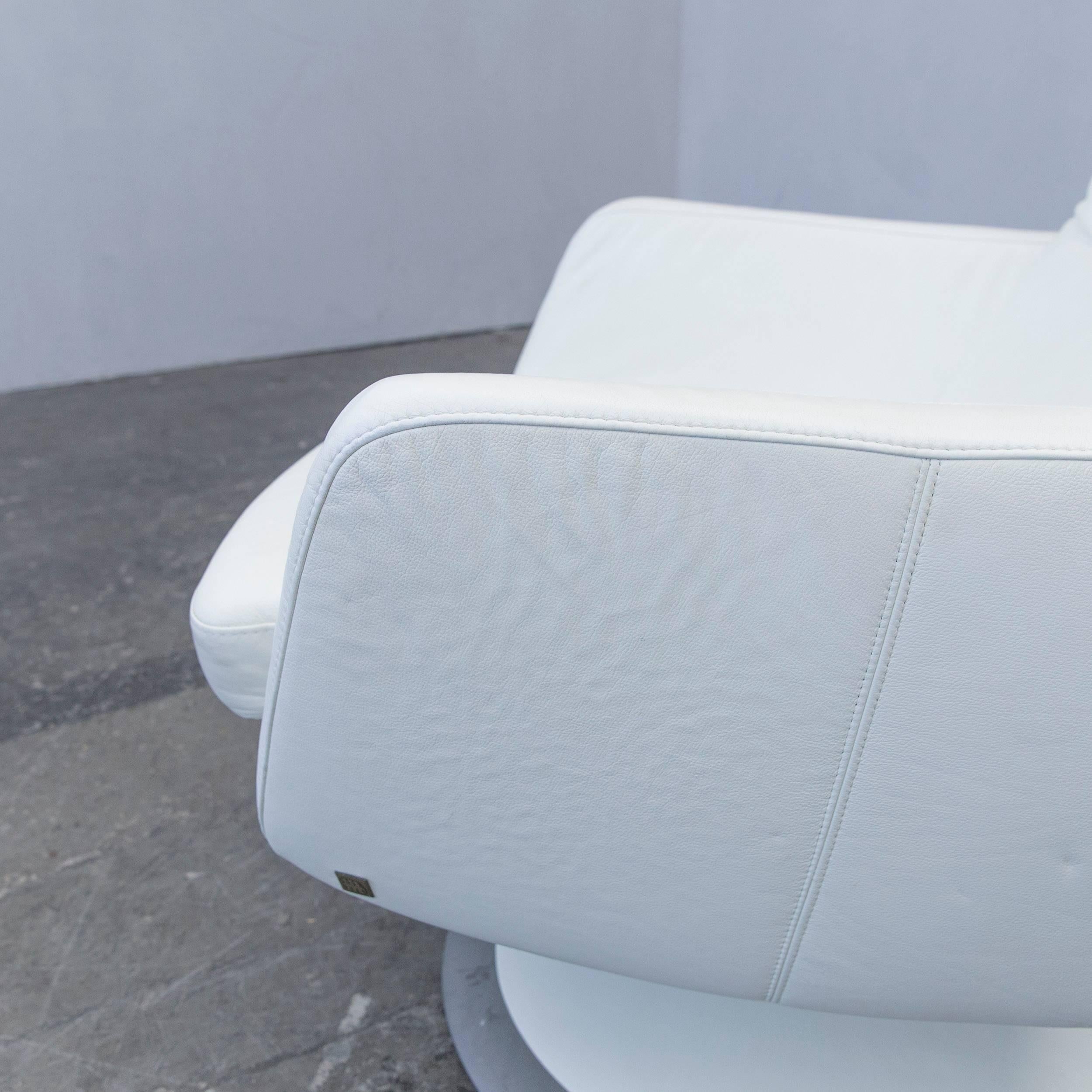 Musterring Designer Armchair Leather White One Seat Couch Modern In Good Condition For Sale In Cologne, DE