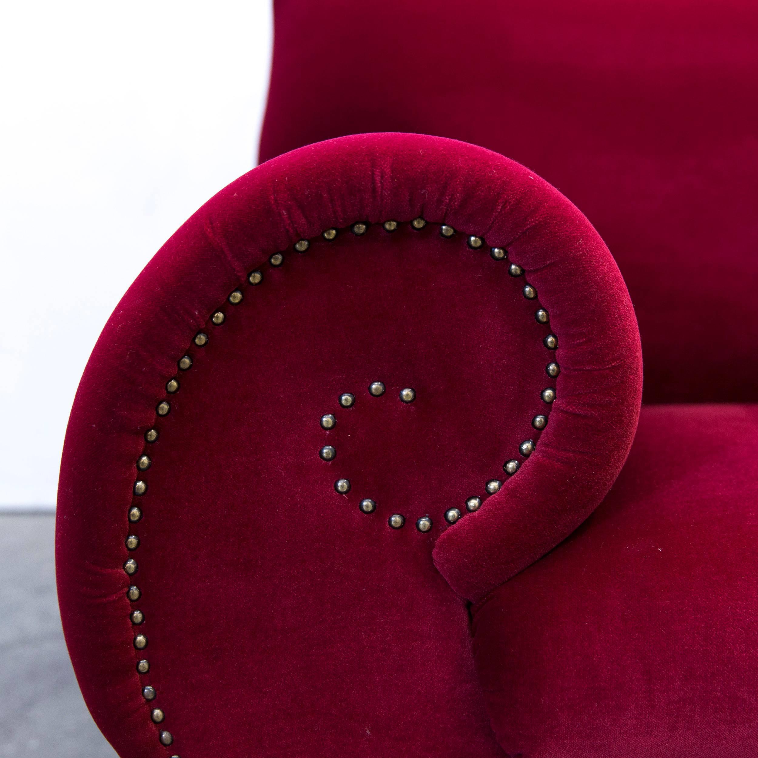 German Bretz Gaudi Designer Armchair Fabric Rubin Red One Seat Gold Modern Elegant