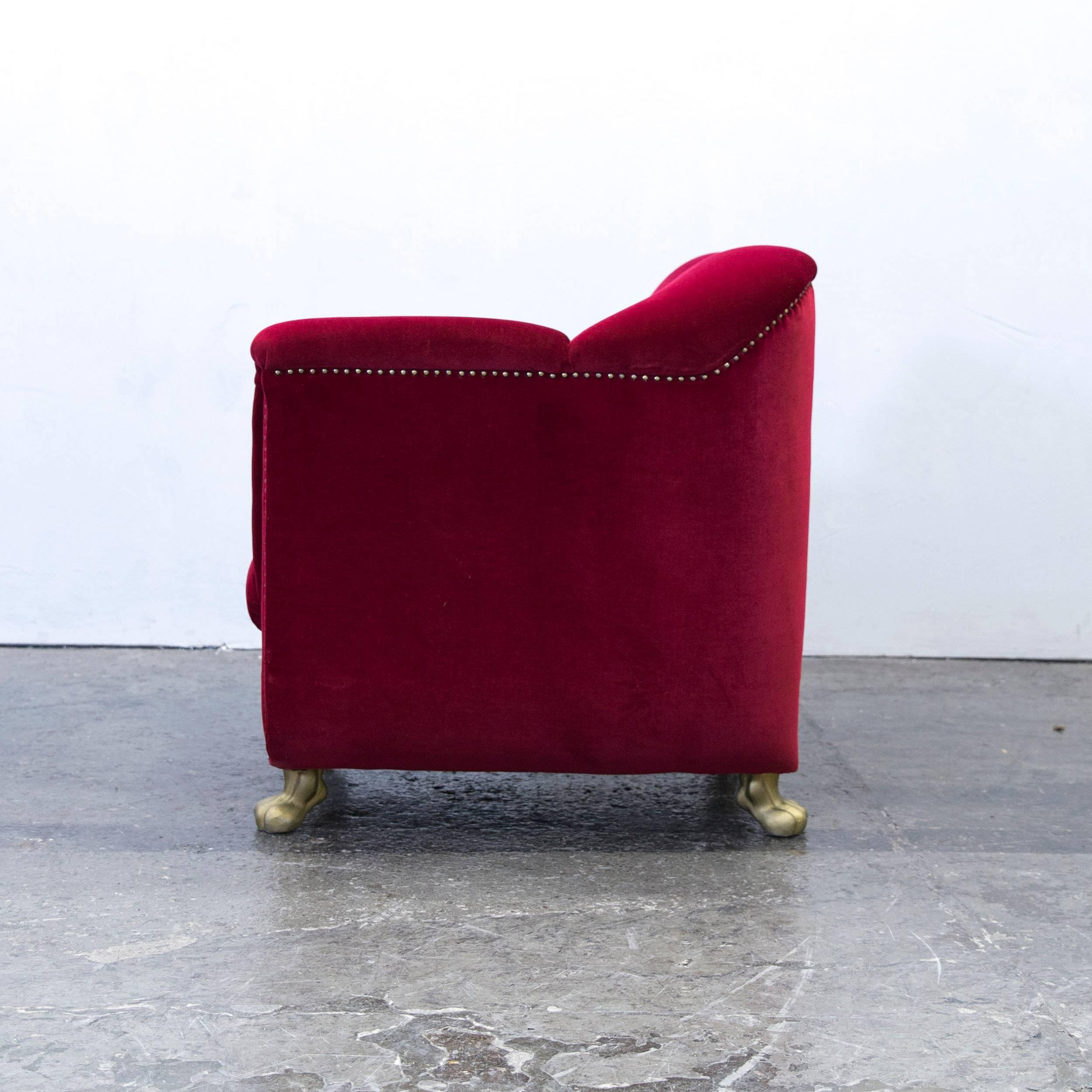 Bretz Gaudi Designer Armchair Fabric Rubin Red One Seat Gold Modern Elegant 3