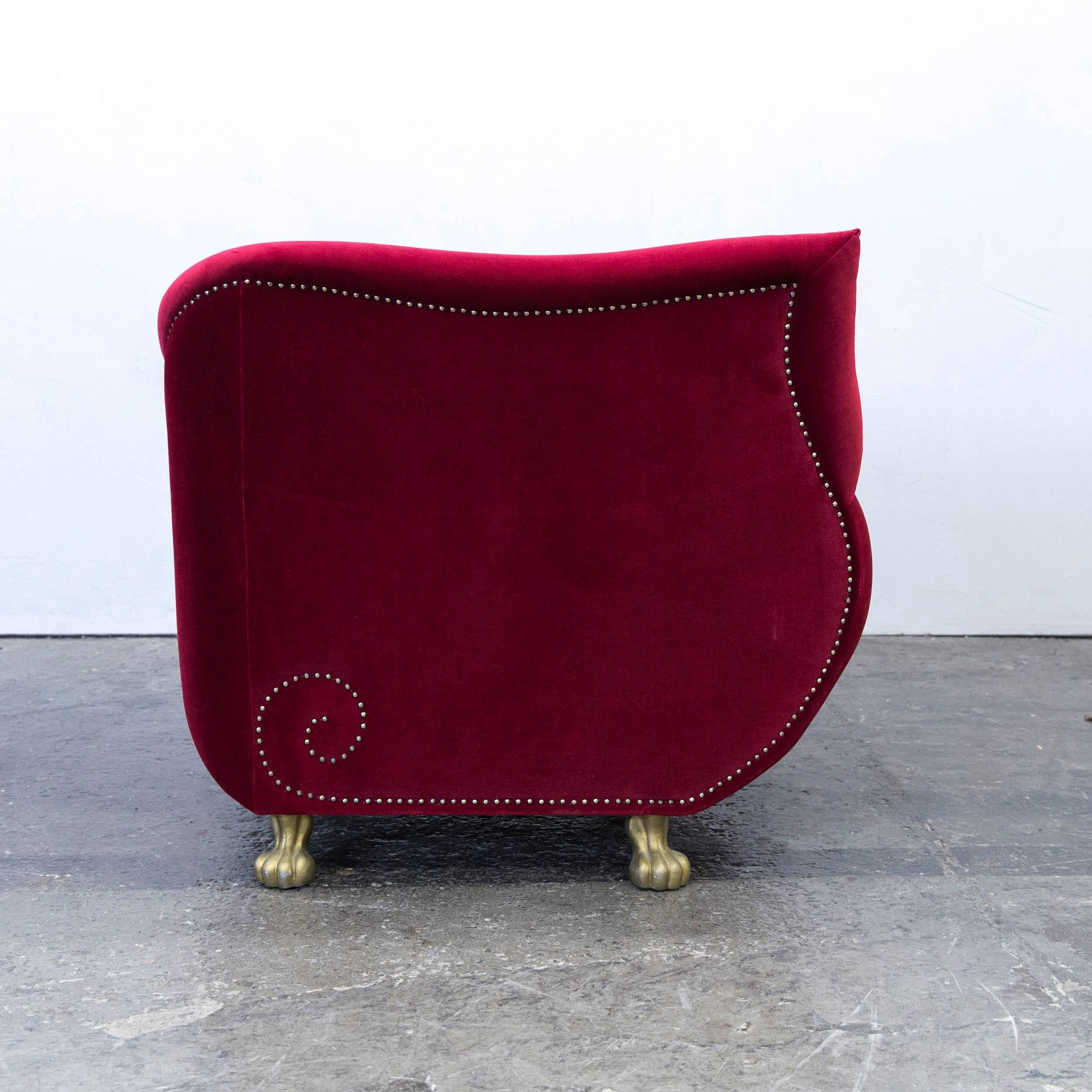 Bretz Gaudi Designer Armchair Fabric Rubin Red One Seat Gold Modern Elegant 4