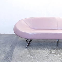 Ewald Schillig Designer Sofa Leather Rosé Taupe Three-Seat Couch Modern