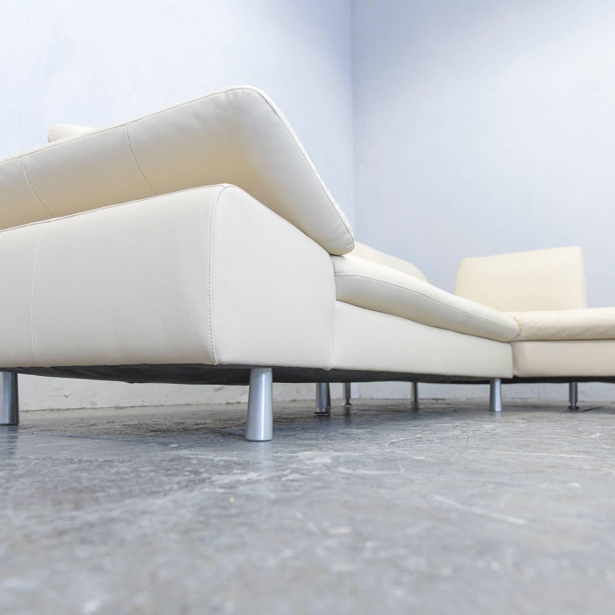 Contemporary Willi Schillig Loop Designer Corner Sofa Leather Beige Function Couch Modern For Sale