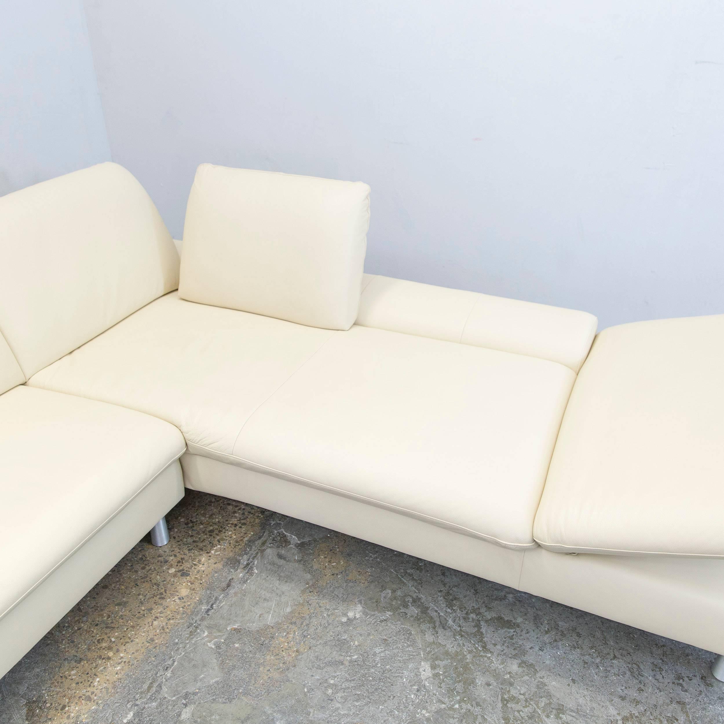 German Willi Schillig Loop Designer Corner Sofa Leather Beige Function Couch Modern For Sale