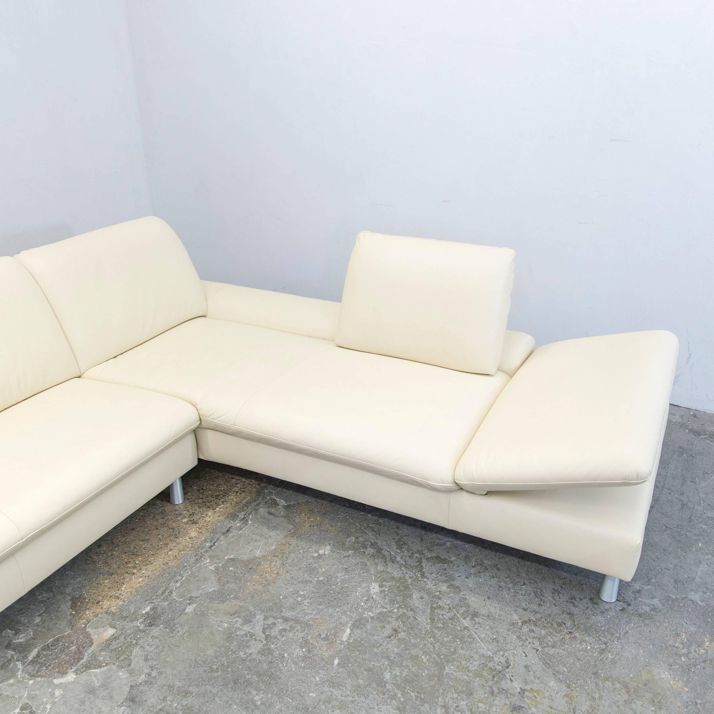 Willi Schillig Loop Designer Corner Sofa Leather Beige Function Couch Modern In Good Condition For Sale In Cologne, DE