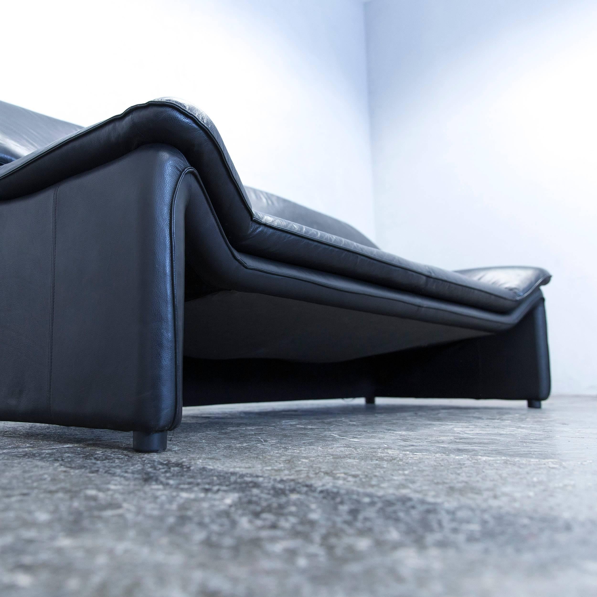 Contemporary Laauser Atlanta Designer Sofa Leather Black Three-Seat Couch