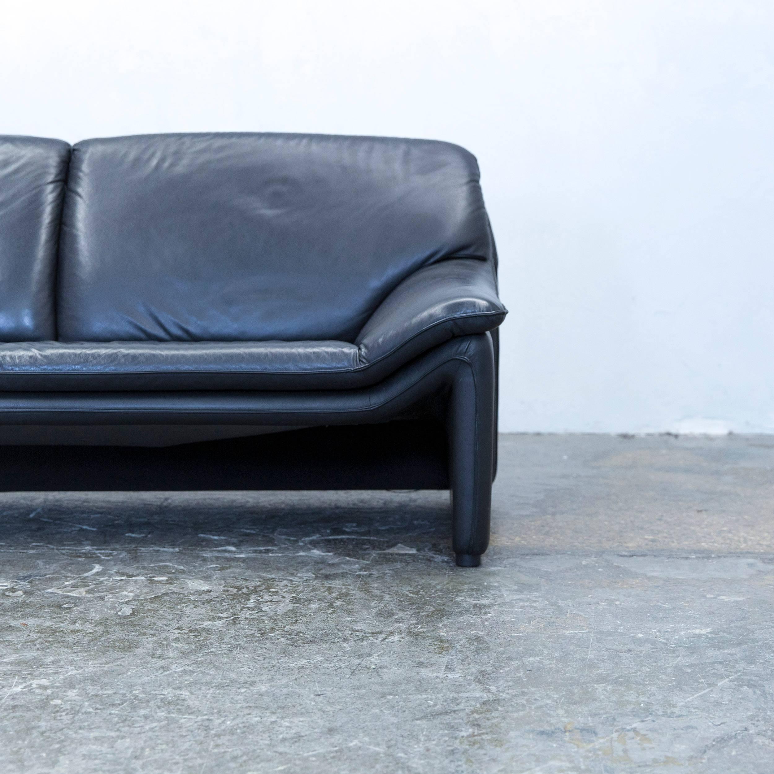 German Laauser Atlanta Designer Sofa Leather Black Three-Seat Couch