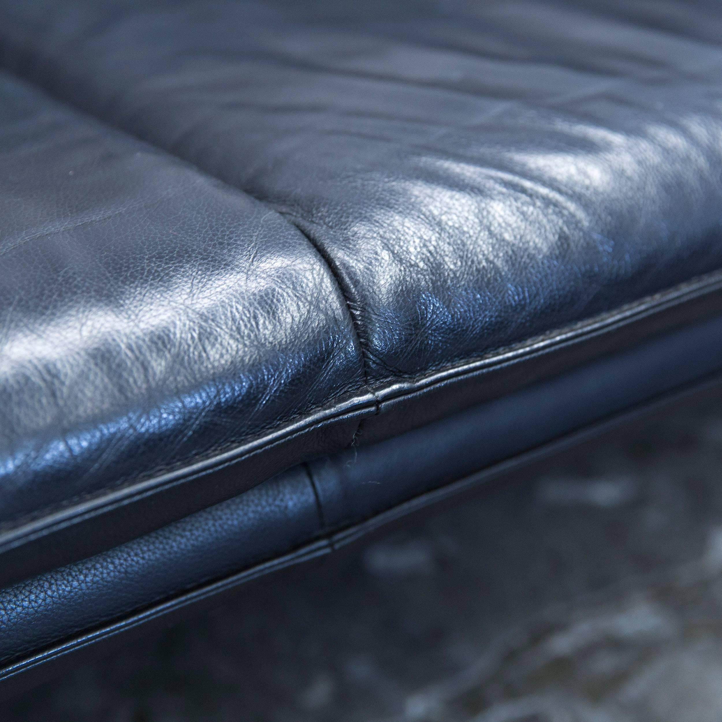 Laauser Atlanta Designer Sofa Leather Black Three-Seat Couch 3